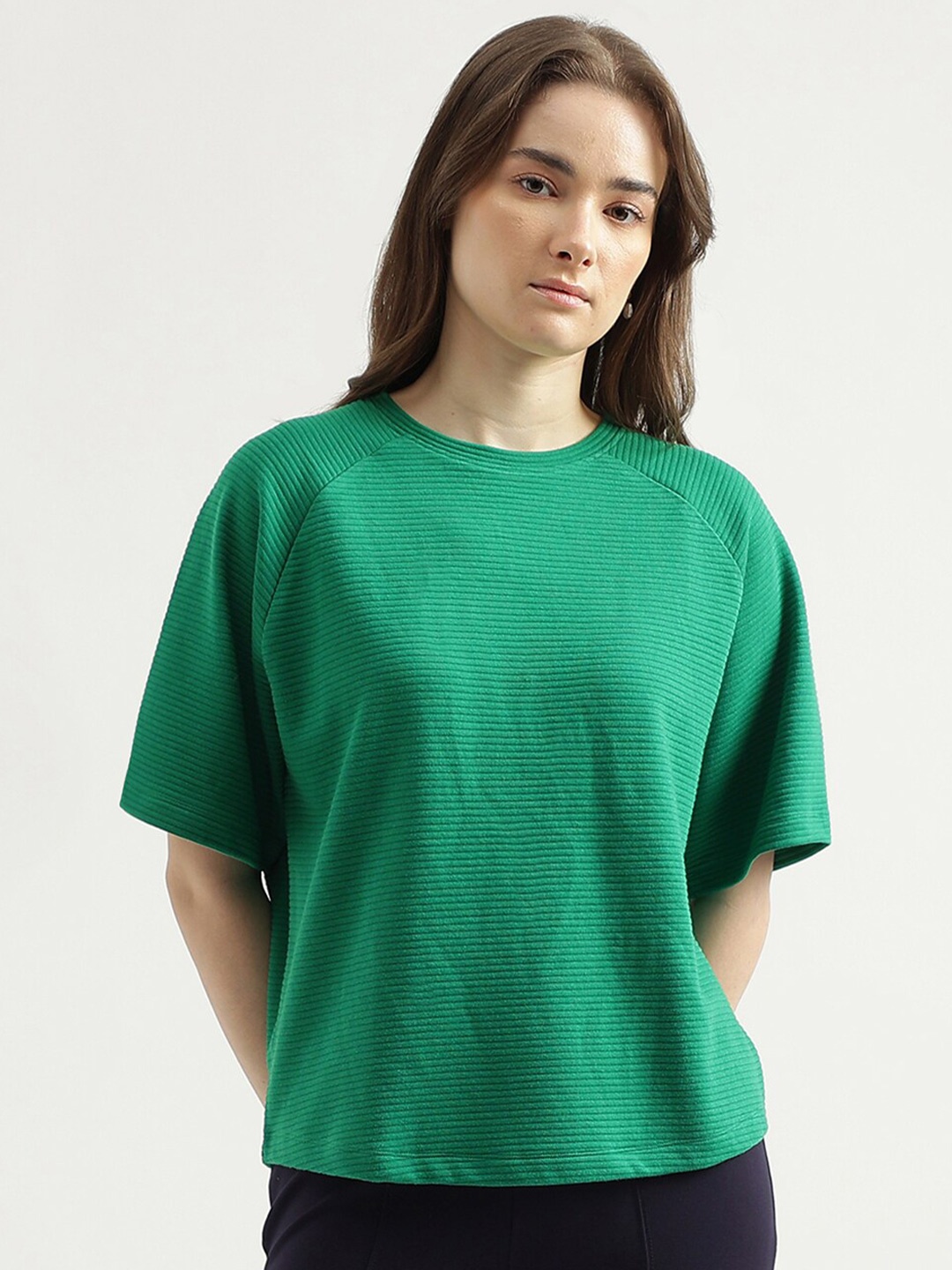 

United Colors of Benetton Striped Raglan Sleeves T-shirt, Green