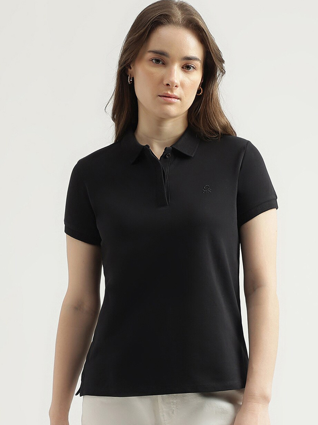 

United Colors of Benetton Short Sleeves Regular Fit Polo Collar T-shirt, Black