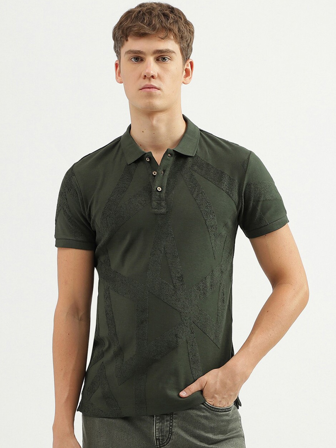 

United Colors of Benetton Polo Collar Regular Fit Cotton T-shirt, Olive