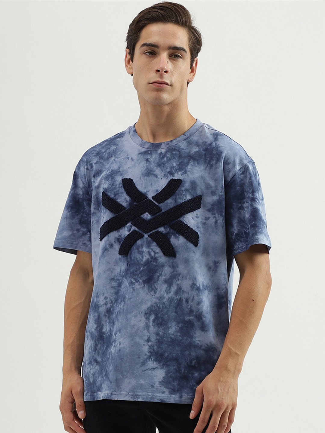 

United Colors of Benetton Dyed Boxy Fit Cotton T-shirt, Blue