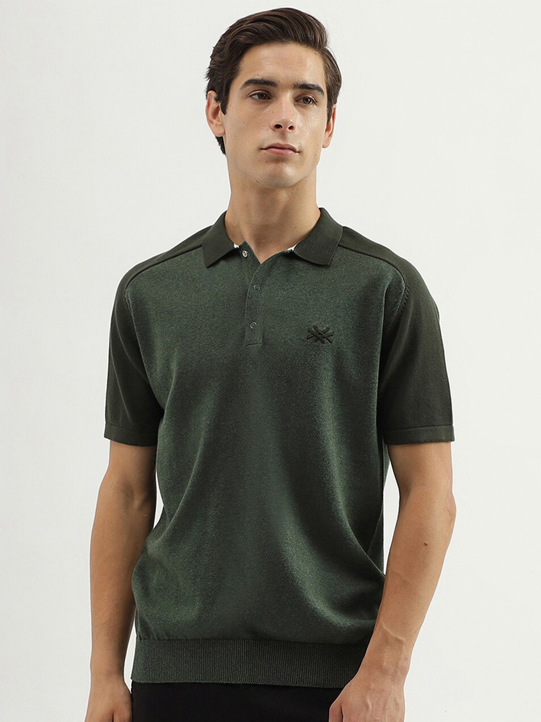 

United Colors of Benetton Polo Collar Raglan Sleeves Cotton Regular T-shirt, Olive
