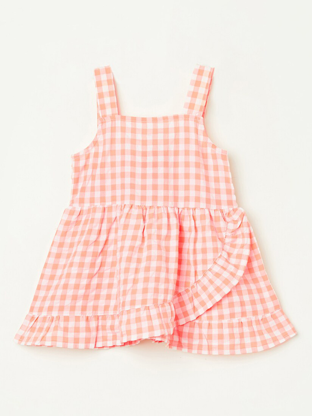 

Juniors by Lifestyle Girls Checked Gathered Detailed A-Line Dress, Orange