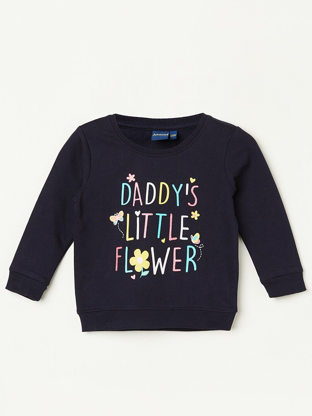 

Juniors by Lifestyle Girls Typography Printed Pure Cotton Sweatshirt, Navy blue