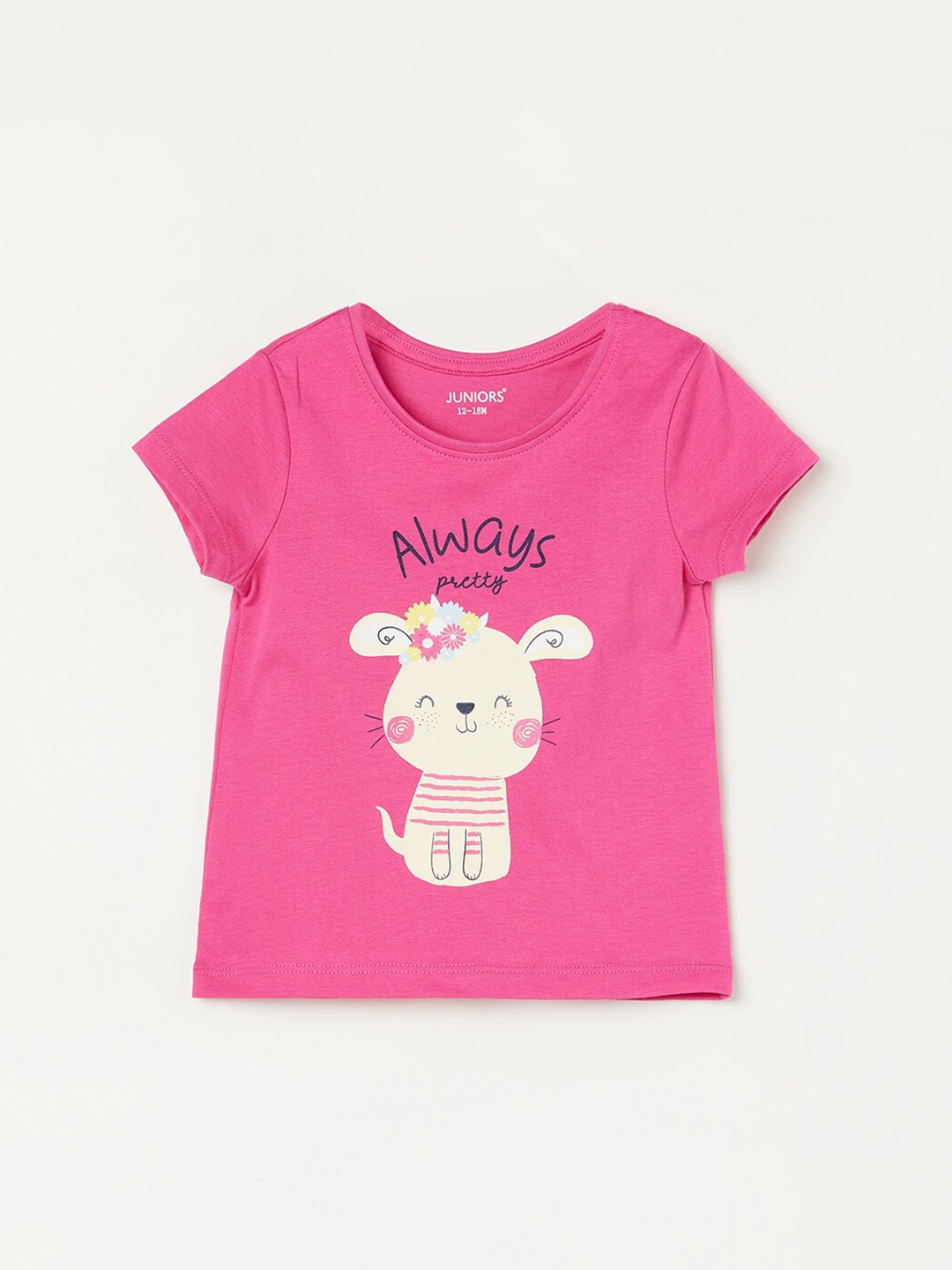 

Juniors by Lifestyle Girls Conversational Printed Pure Cotton T-shirt, Pink