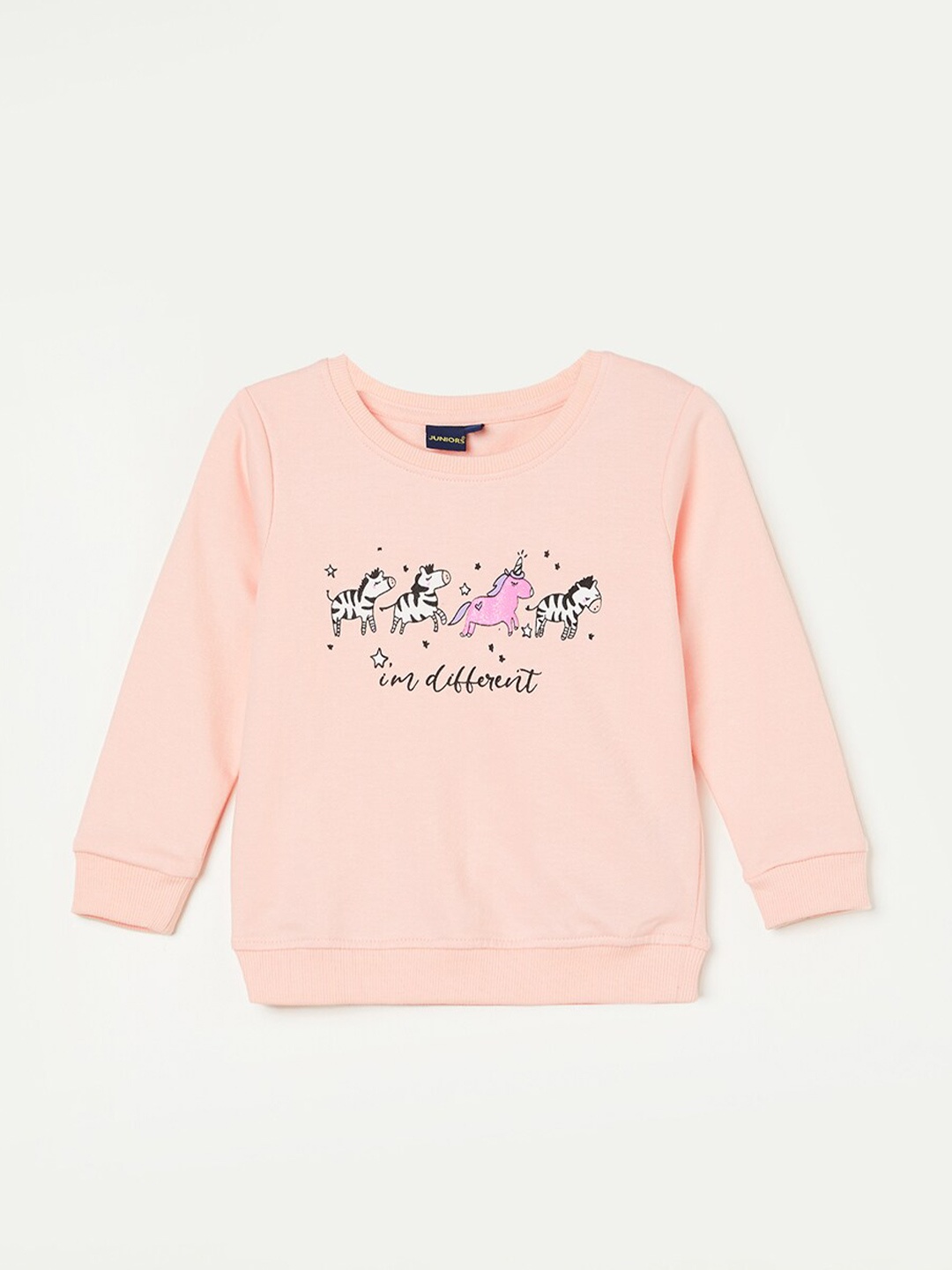 

Juniors by Lifestyle Girls Conversational Printed Pure Cotton Sweatshirt, Peach