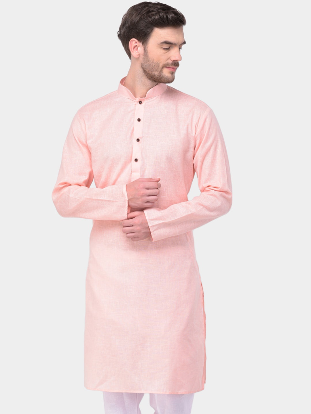 

SG LEMAN Pure Cotton Straight Kurta, Peach