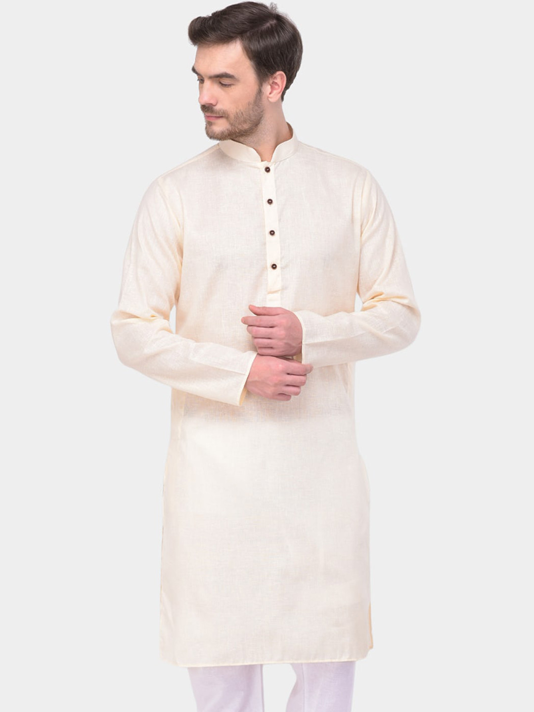 

SG LEMAN Pure Cotton Straight Kurta, Cream