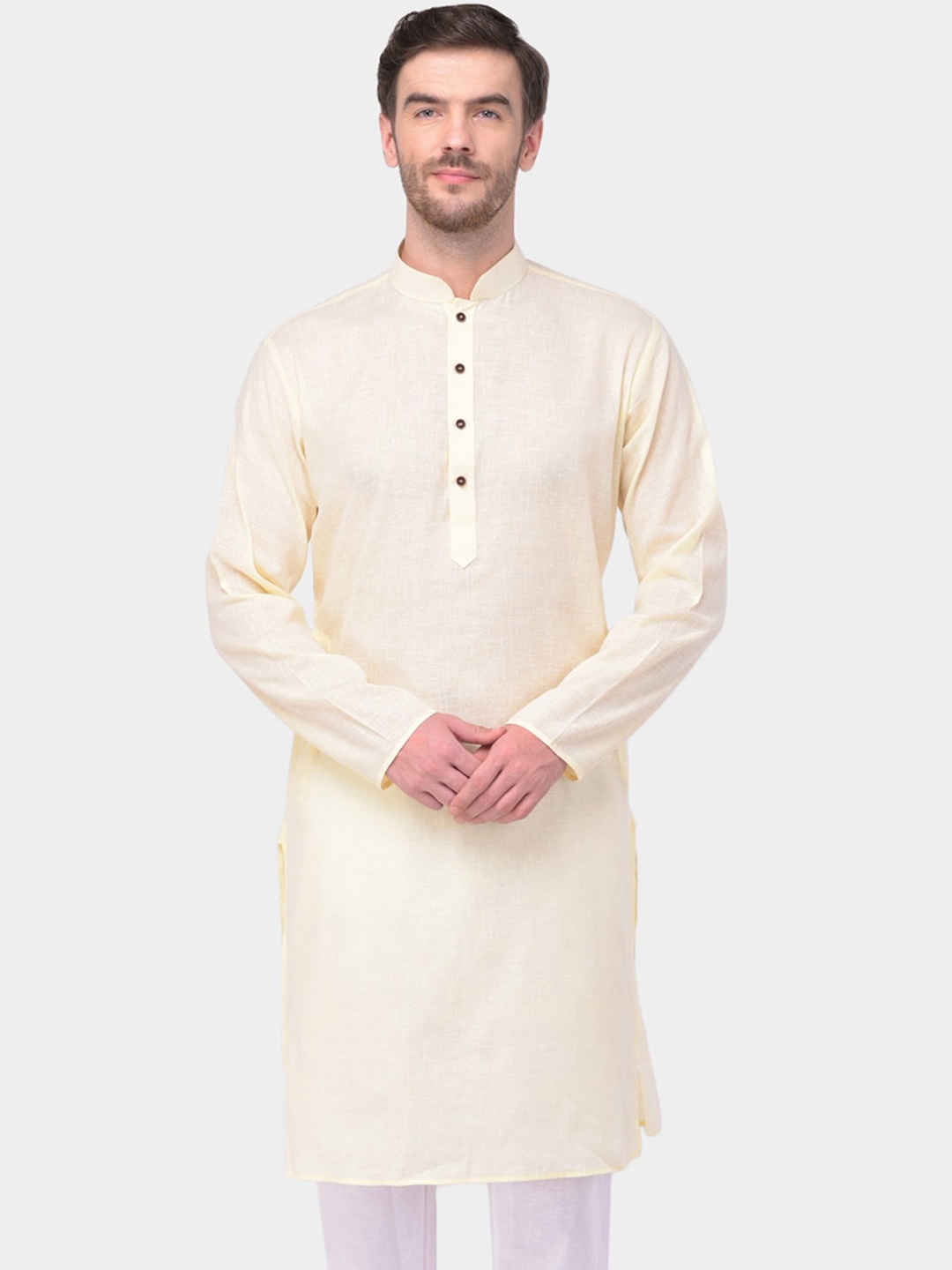

SG LEMAN Mandarin Collar Regular Cotton Kurta, Yellow