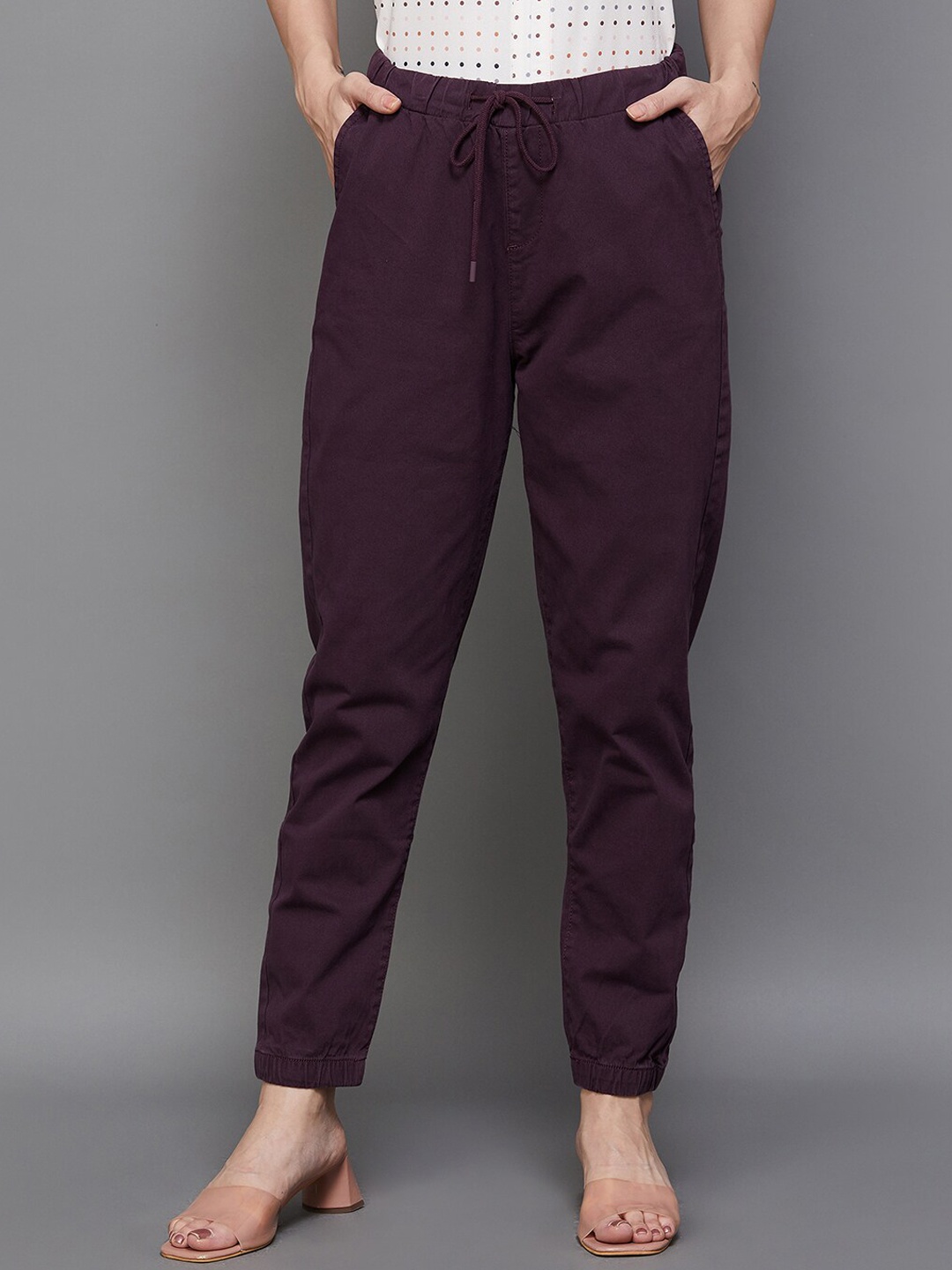 

CODE by Lifestyle Women Mid Rise Joggers, Purple