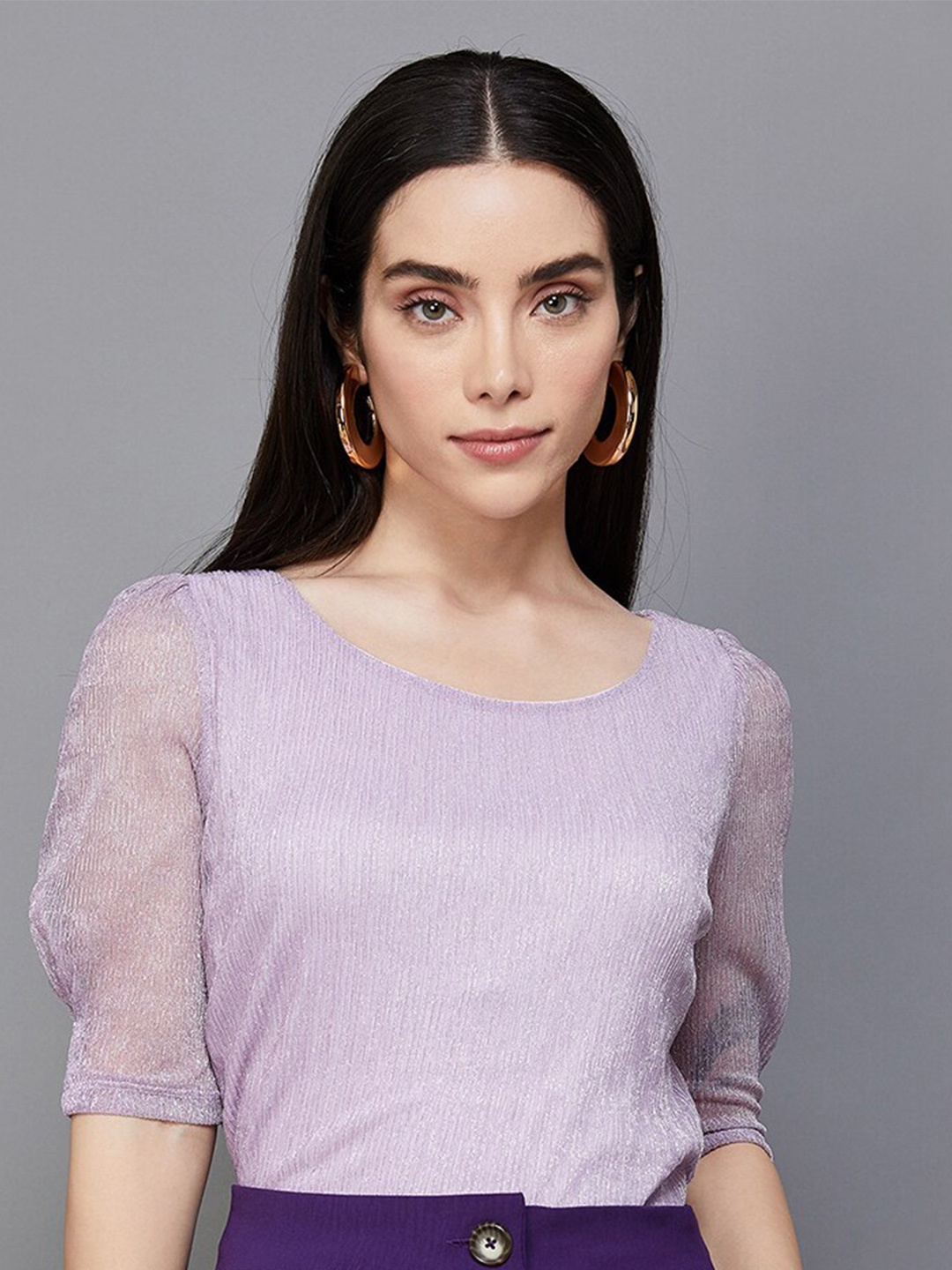 

CODE by Lifestyle Self Design Puff Sleeves Top, Lavender