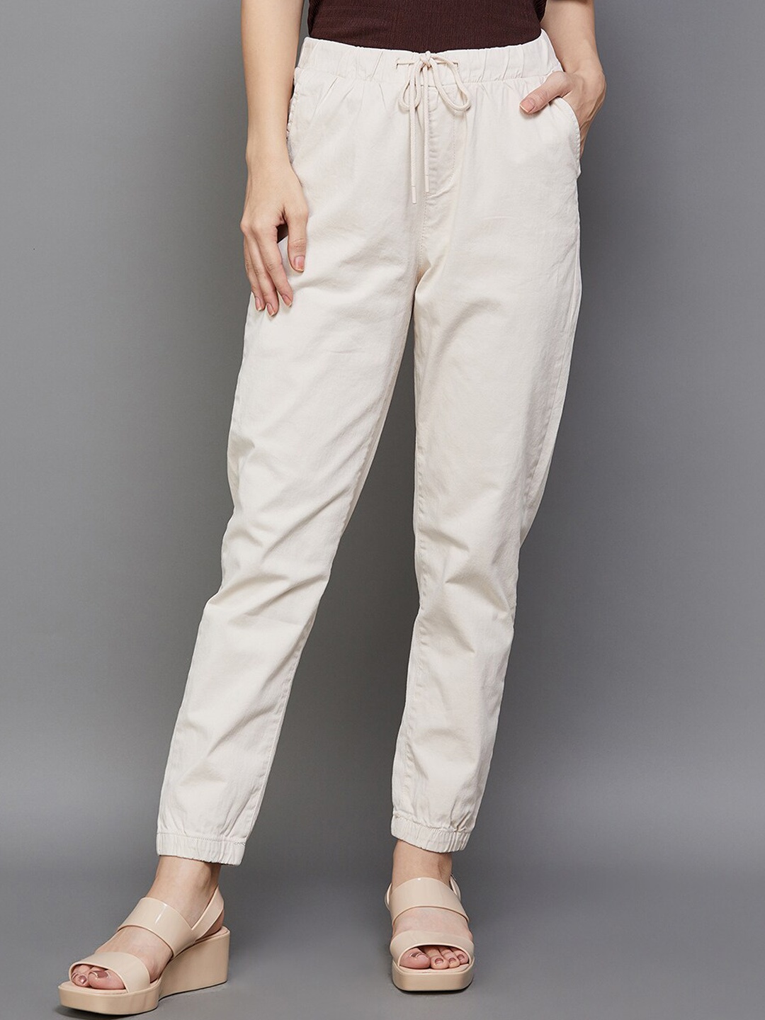 

CODE by Lifestyle Women Mid Rise Joggers, Beige