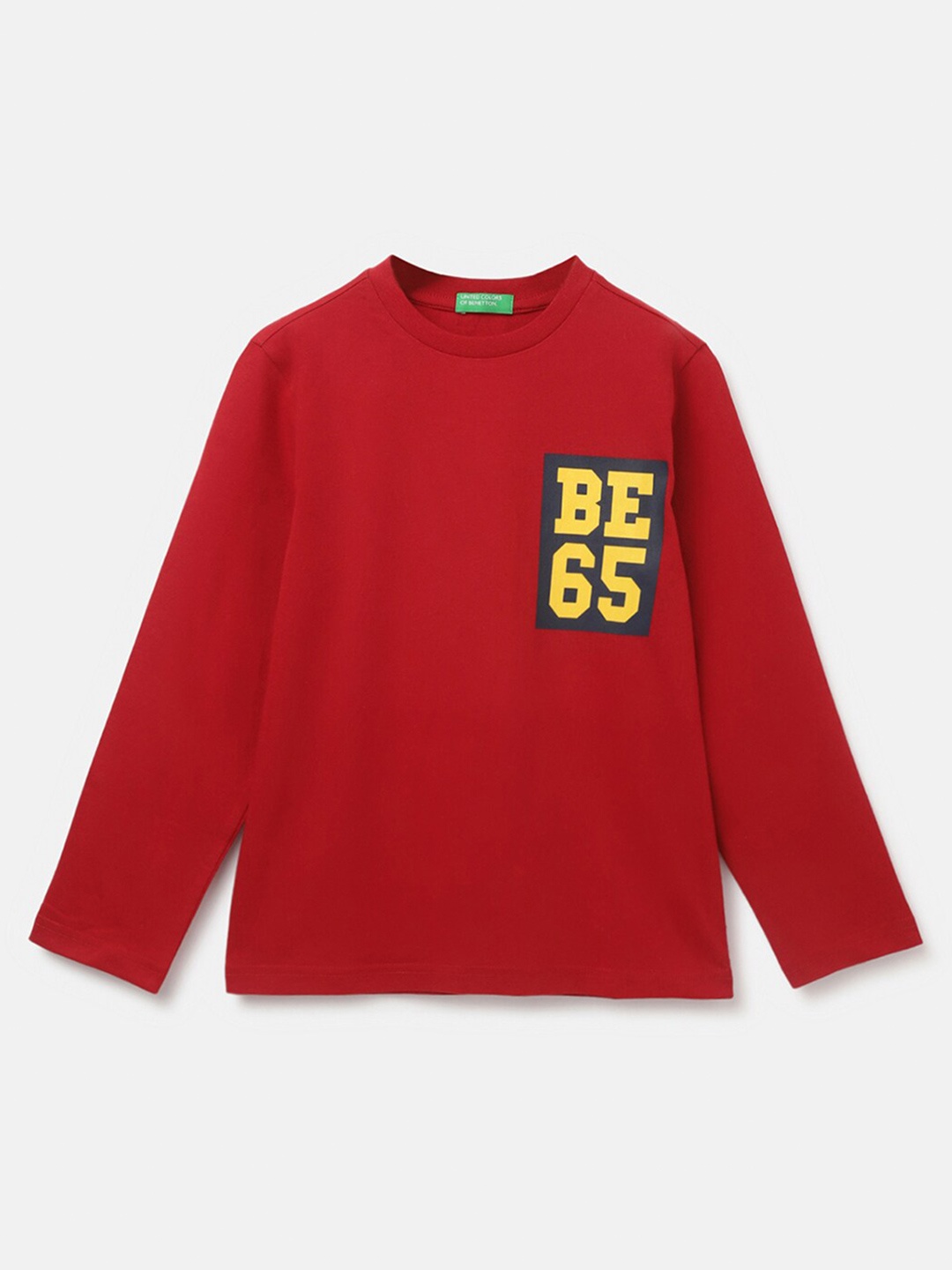 

United Colors of Benetton Boys Typography Printed Cotton T-shirt, Red