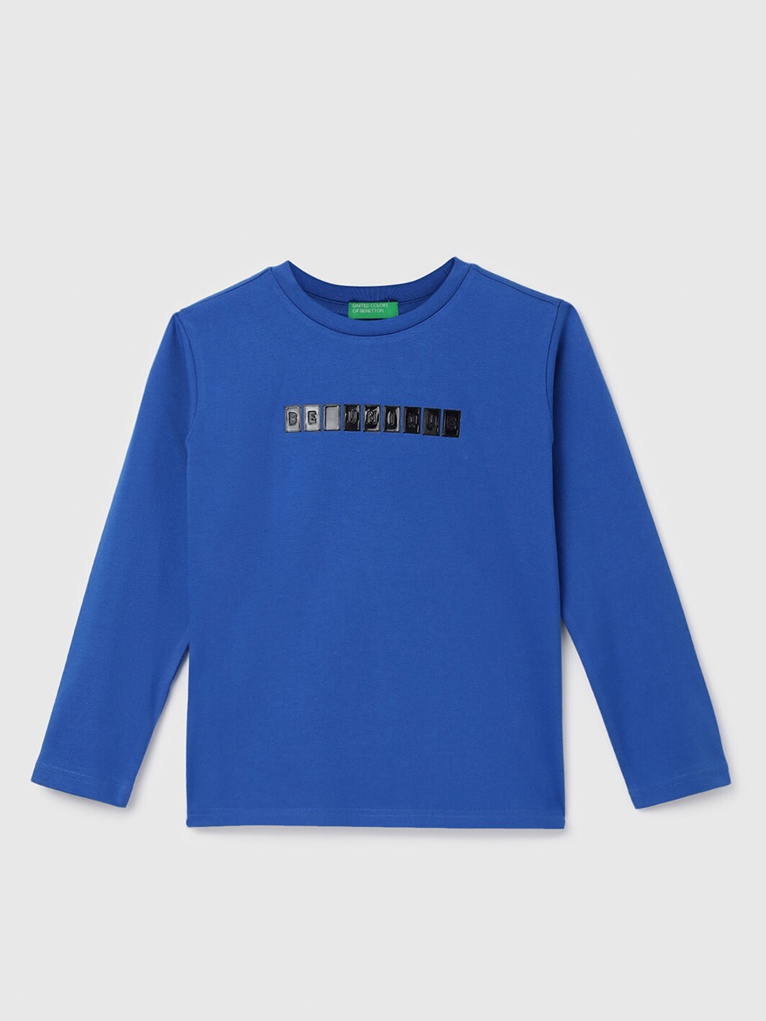 

United Colors of Benetton Boys Typography Printed Cotton T-shirt, Blue