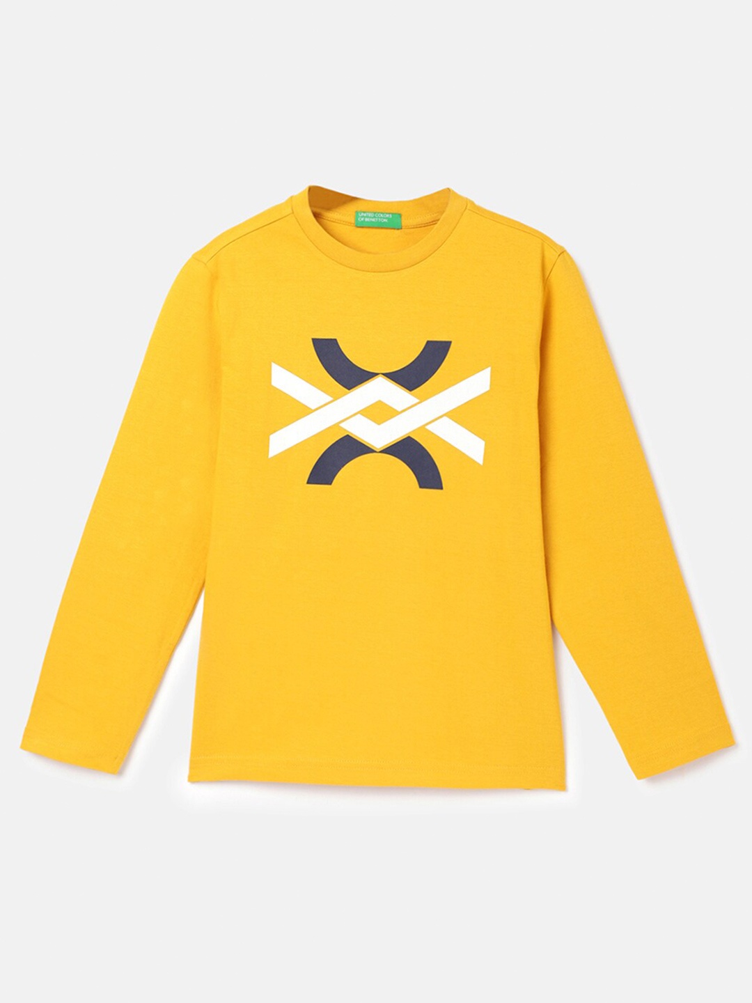 

United Colors of Benetton Boys Graphic Printed Cotton T-shirt, Yellow