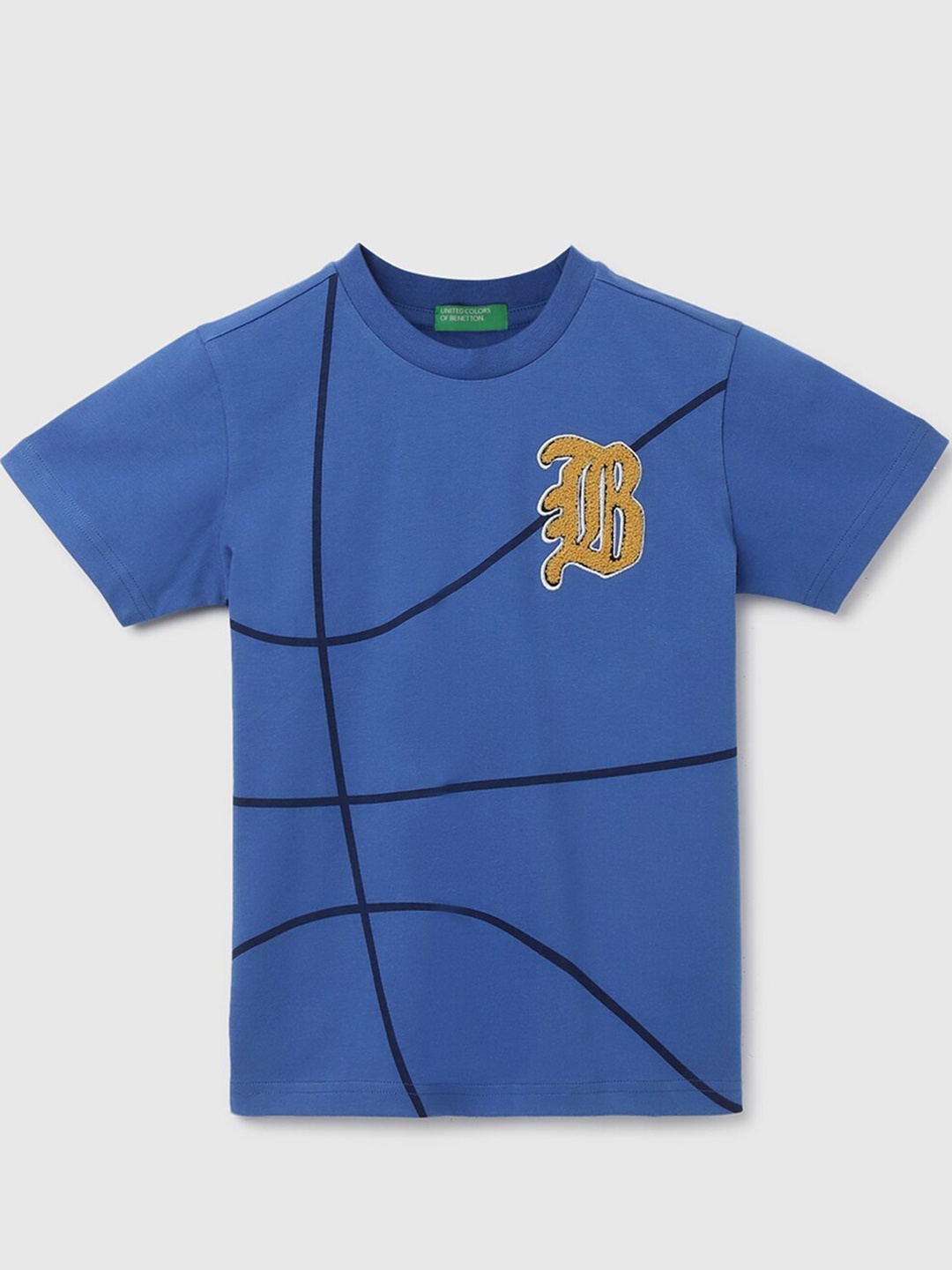 

United Colors of Benetton Boys Striped Cotton T-shirt, Blue