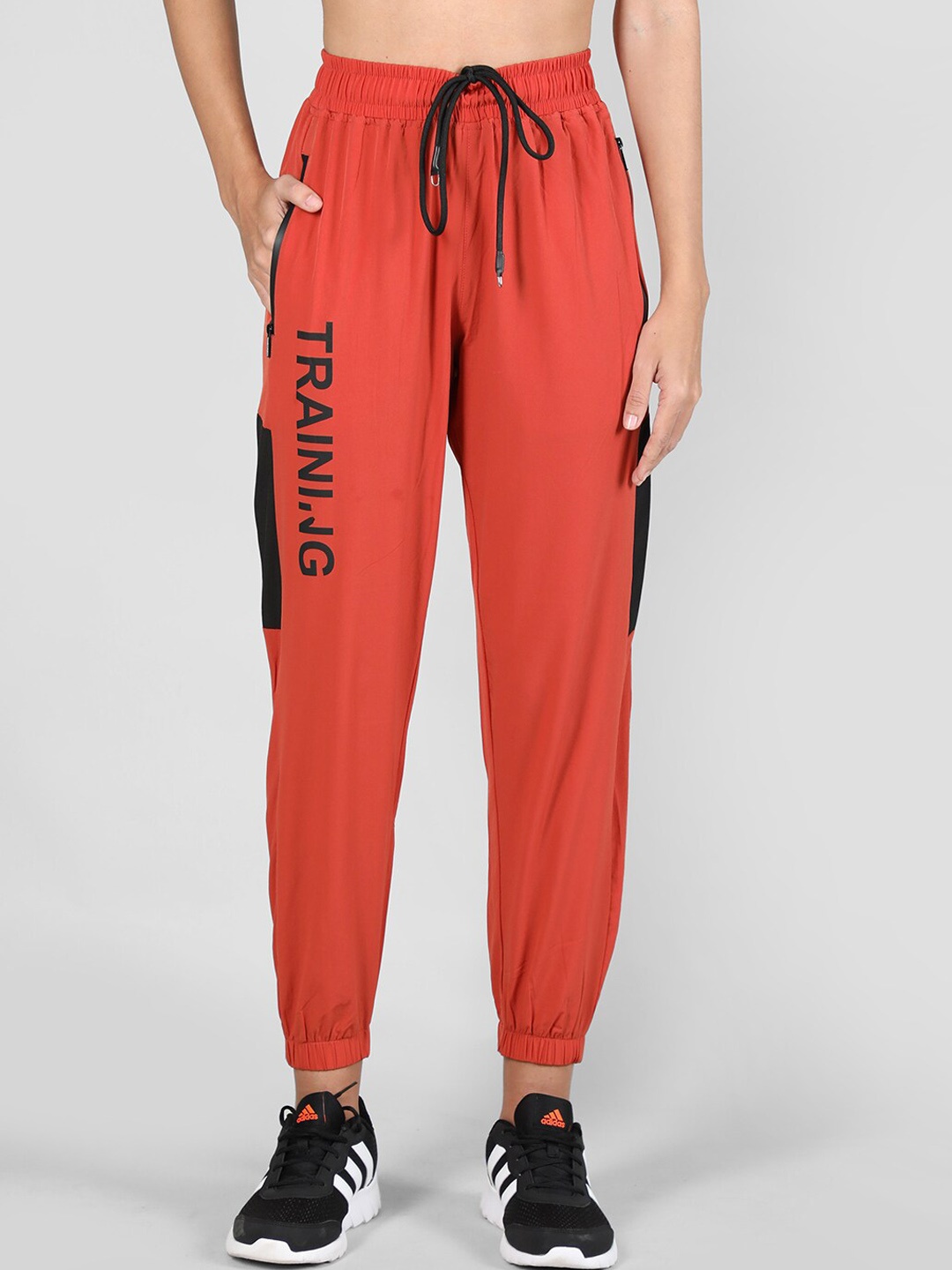 

CHKOKKO Women Mid-Rise Sports Gym Joggers, Orange