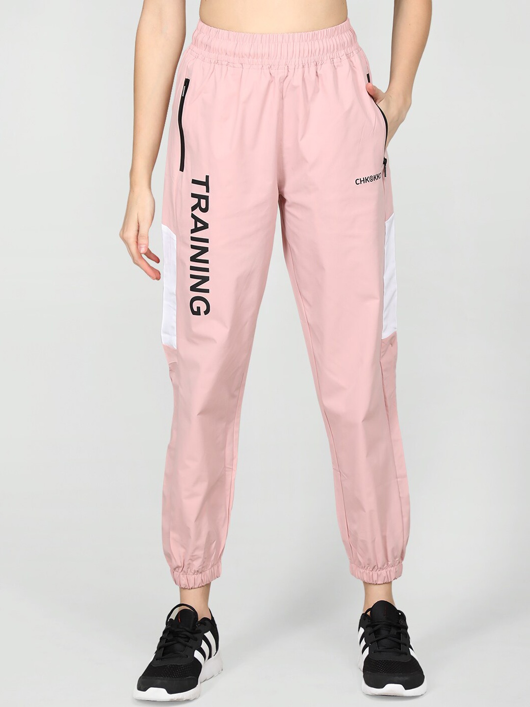 

CHKOKKO Women Mid-Rise Sports Gym Joggers, Pink