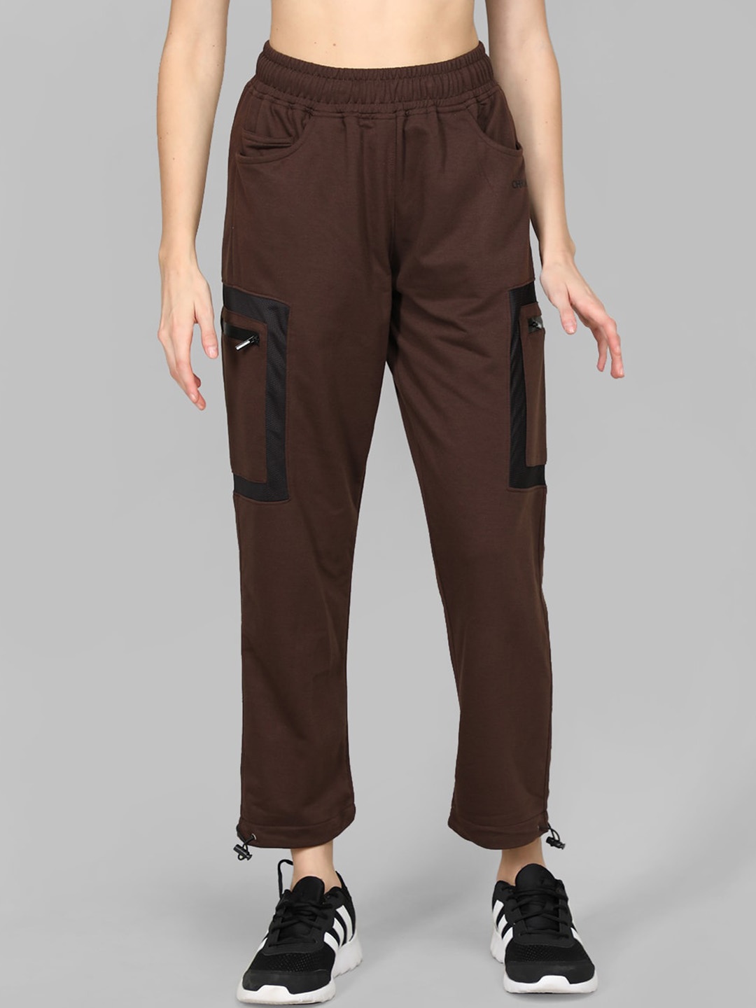 

CHKOKKO Women Mid-Rise Track Pants, Coffee brown