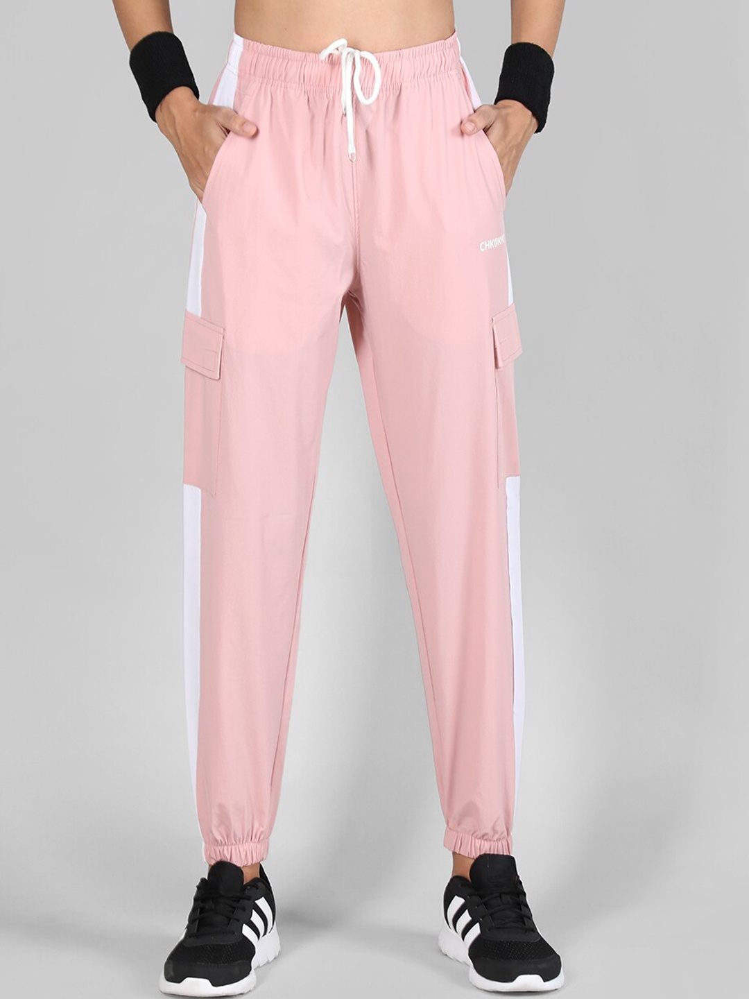 

CHKOKKO Women Running Track Pants, Pink