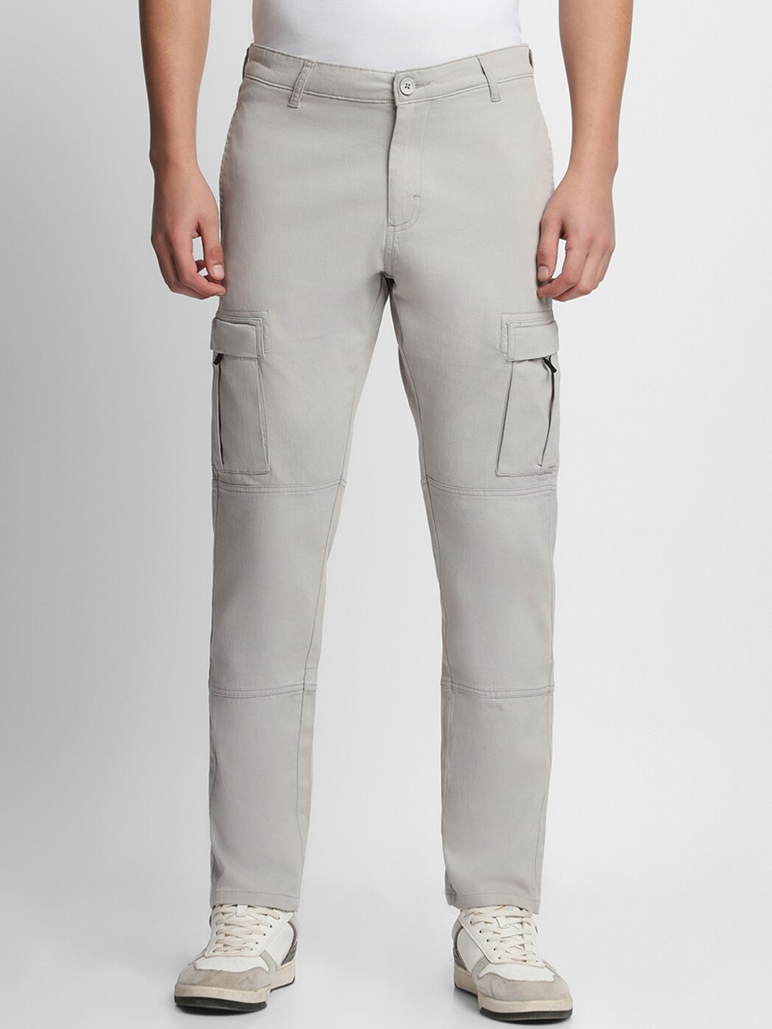 

Dennis Lingo Men Mid-Rise Slim Fit Wrinkle Free Cargos, Grey
