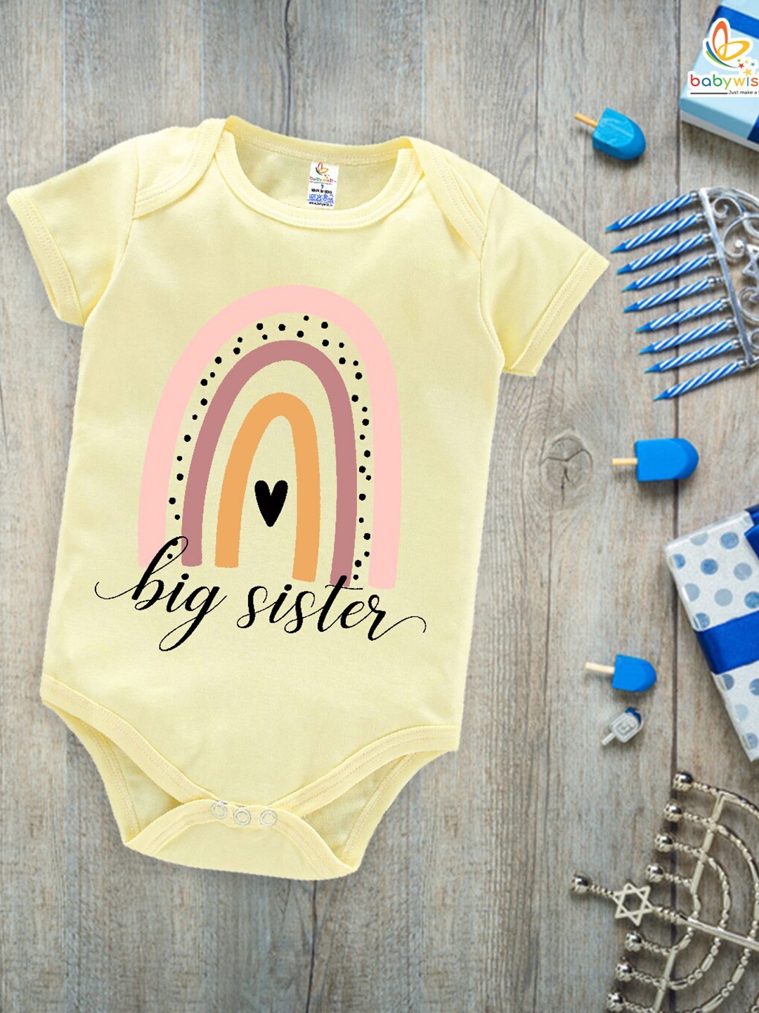

Babywish Infants Printed Cotton Bodysuit, Yellow