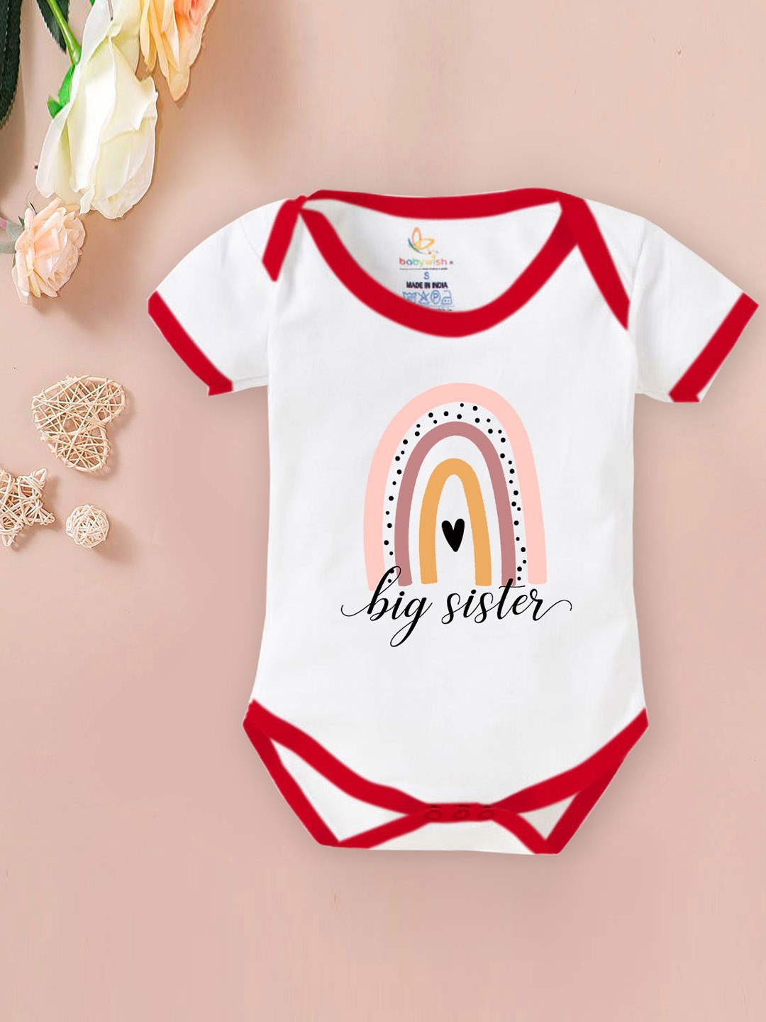

Babywish Infants Printed Cotton Bodysuit, Red