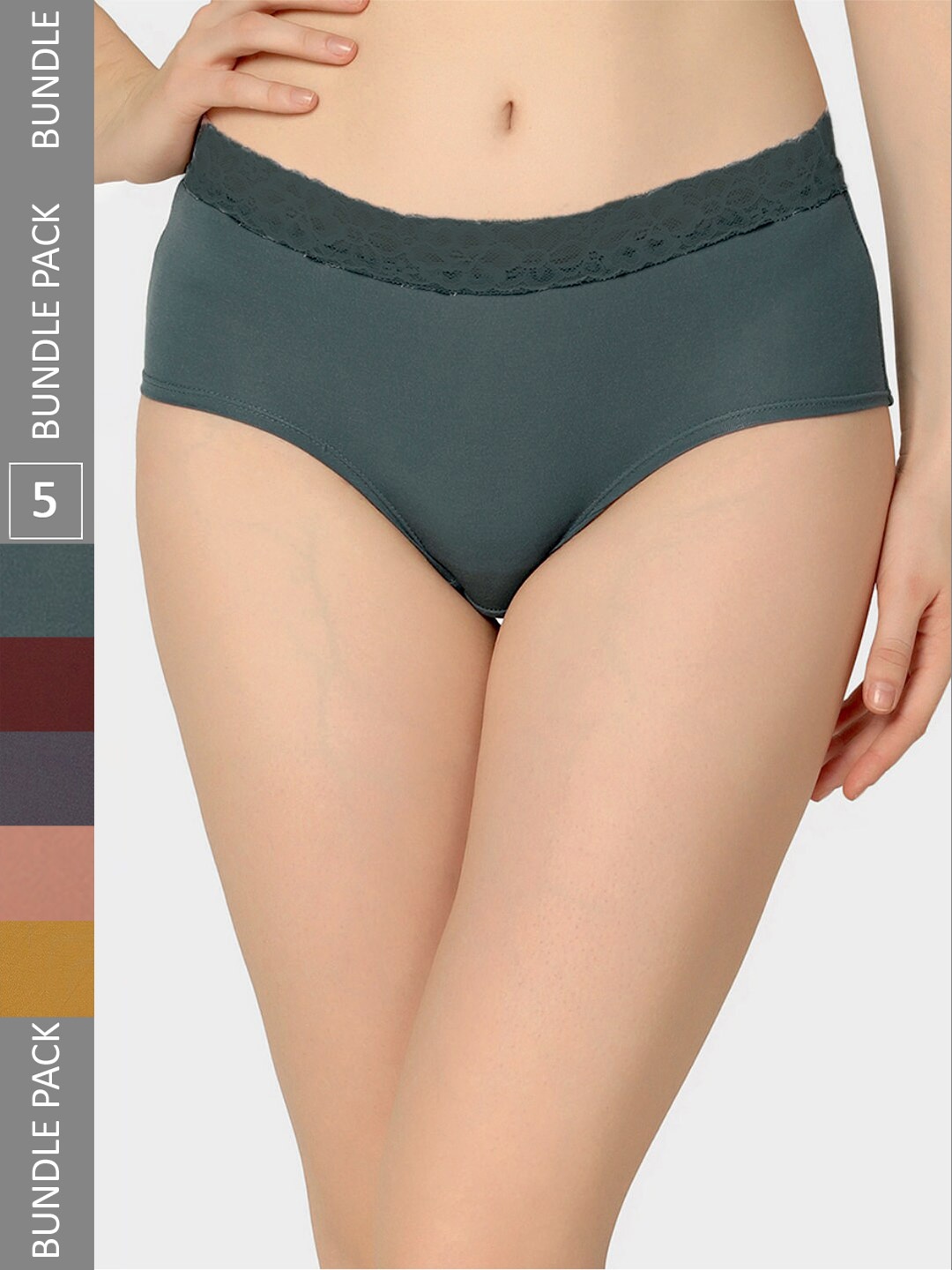 

Da Intimo Pack Of 5 Antibacterial Hipster Organic Cotton Briefs, Grey