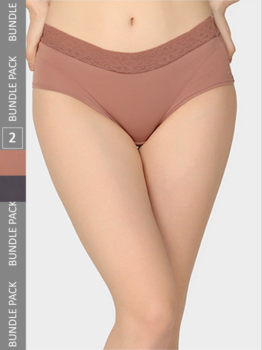

Da Intimo Pack Of 2 Brown & Grey Organic Cotton Anti Microbial Hipster Briefs