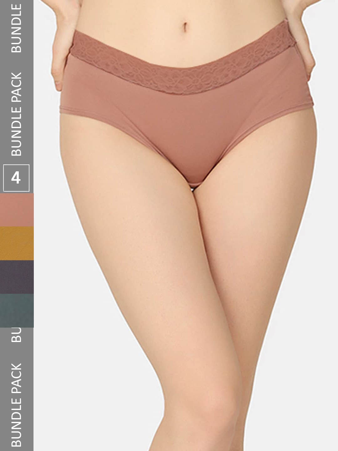 

Da Intimo Pack Of 4 Organic Cotton Anti-Microbial Hipster Briefs, Peach