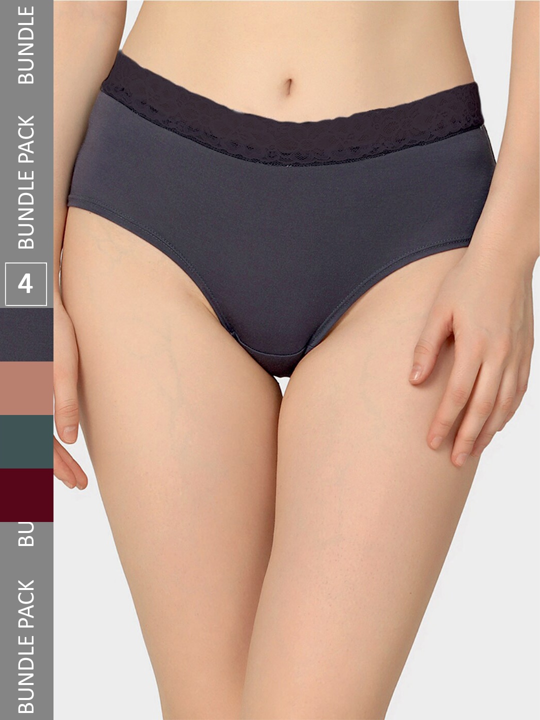 

Da Intimo Pack Of 4 Grey And Green Organic Cotton Anti Microbial Hipster Briefs, Brown