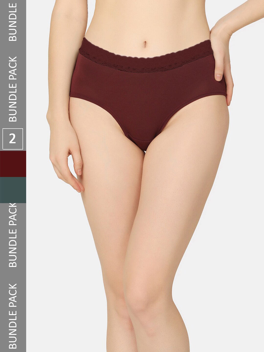 

Da Intimo Pack Of 2 Mid-Rise Organic Cotton Anti Microbial Hipster Briefs, Burgundy