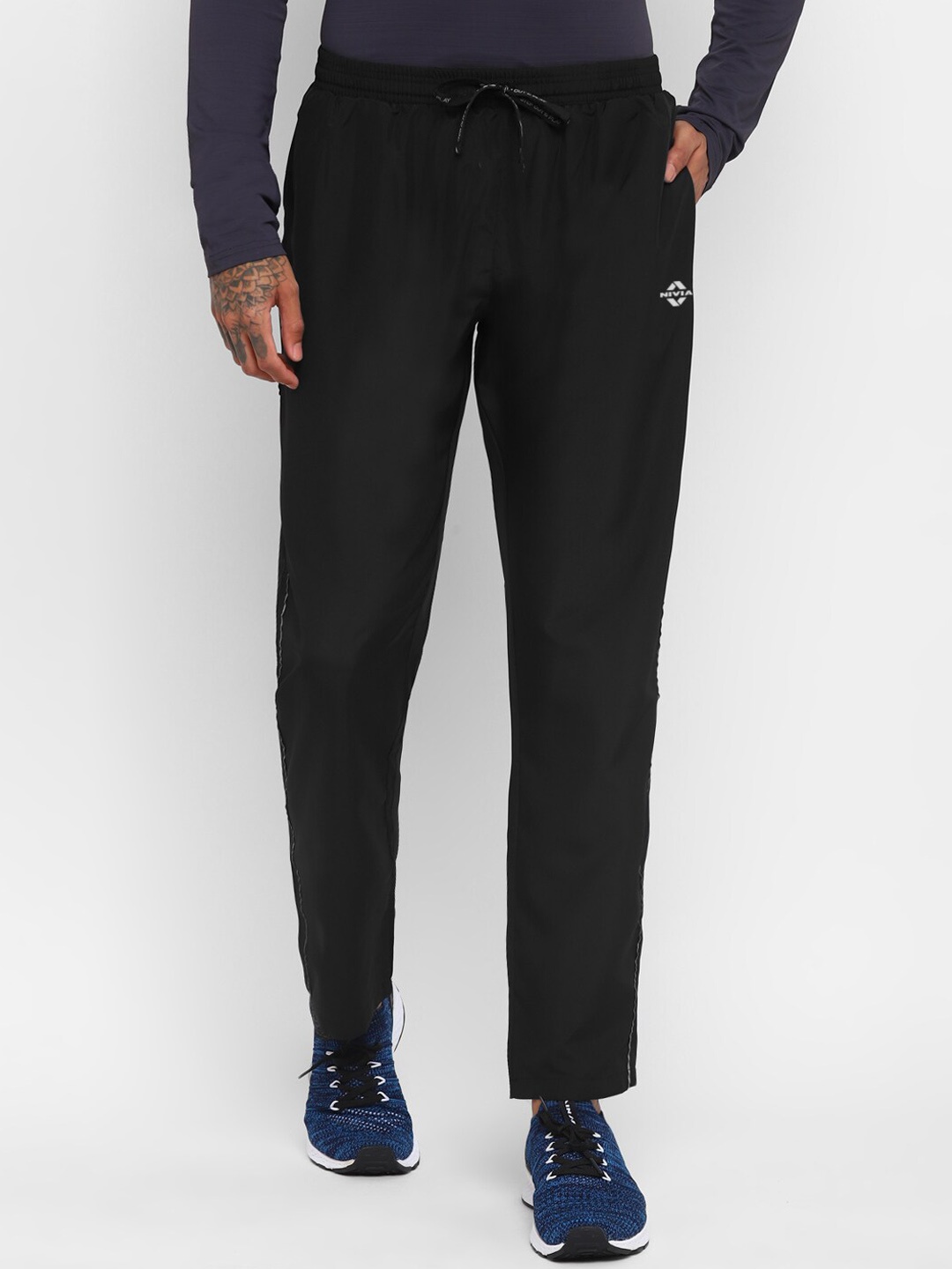 

NIVIA Men Regular Fit Mid-Rise Comfortable Track Pants, Black