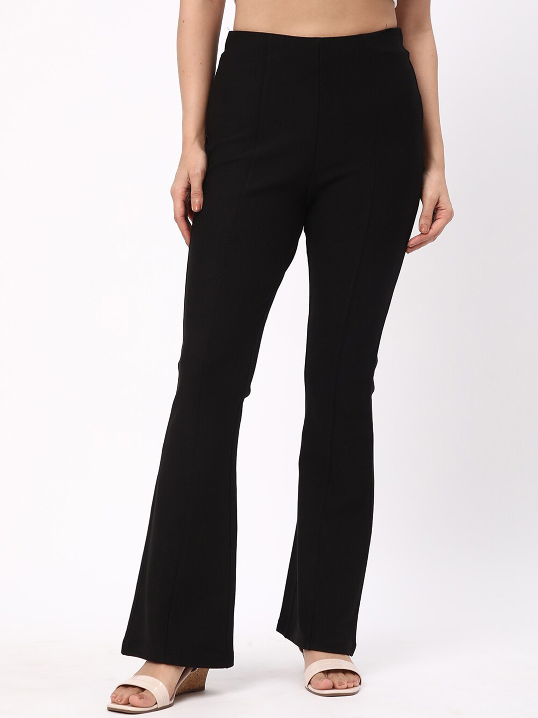 

R&B Women Mid-Rise Bootcut Trousers, Black