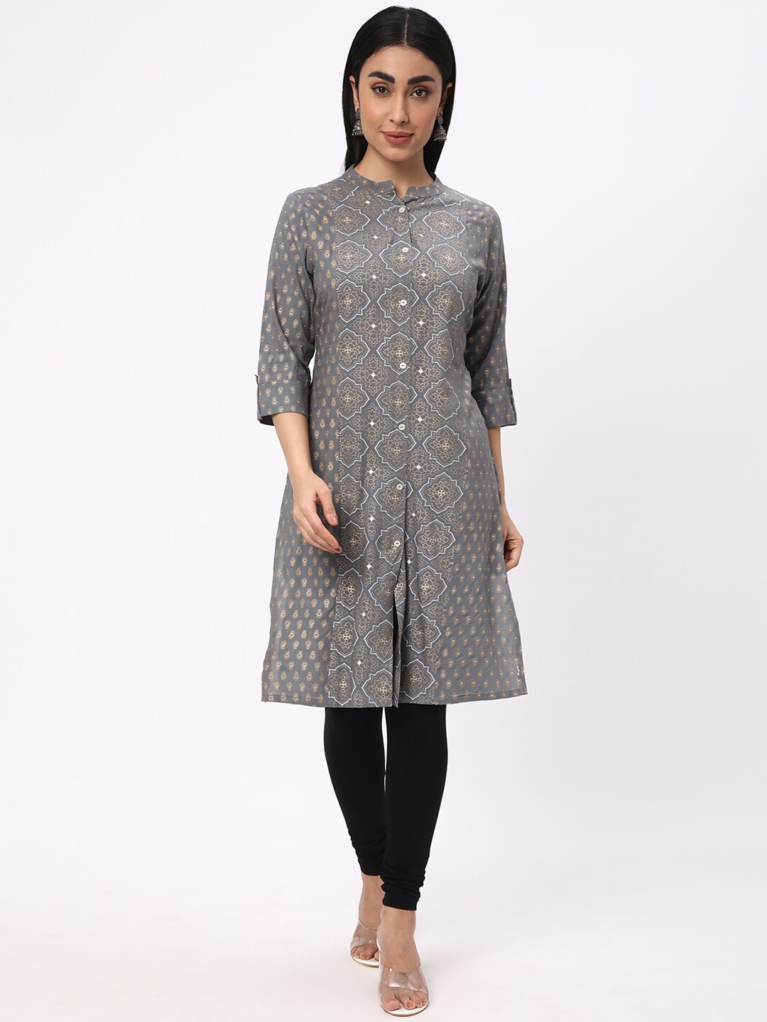 

R&B Ethnic Motifs Printed Thread Work Kurta, Grey