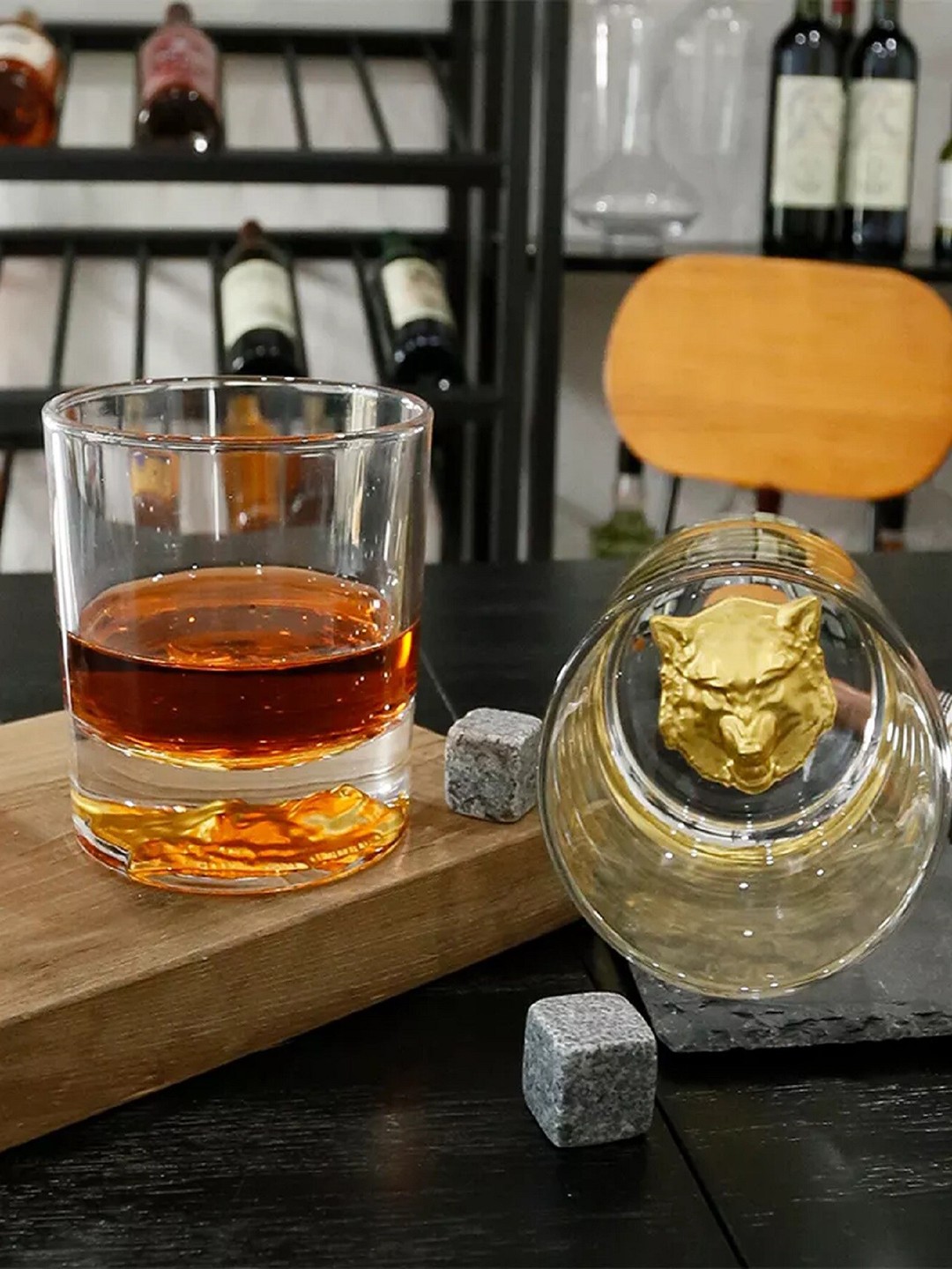 

MELBIFY Gold Wolf Whisky Glass 300ml