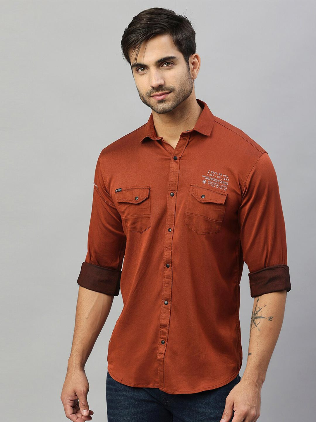 

Hatcher's Slim Fit Spread Collar Long Sleeve Casual Shirt, Mustard