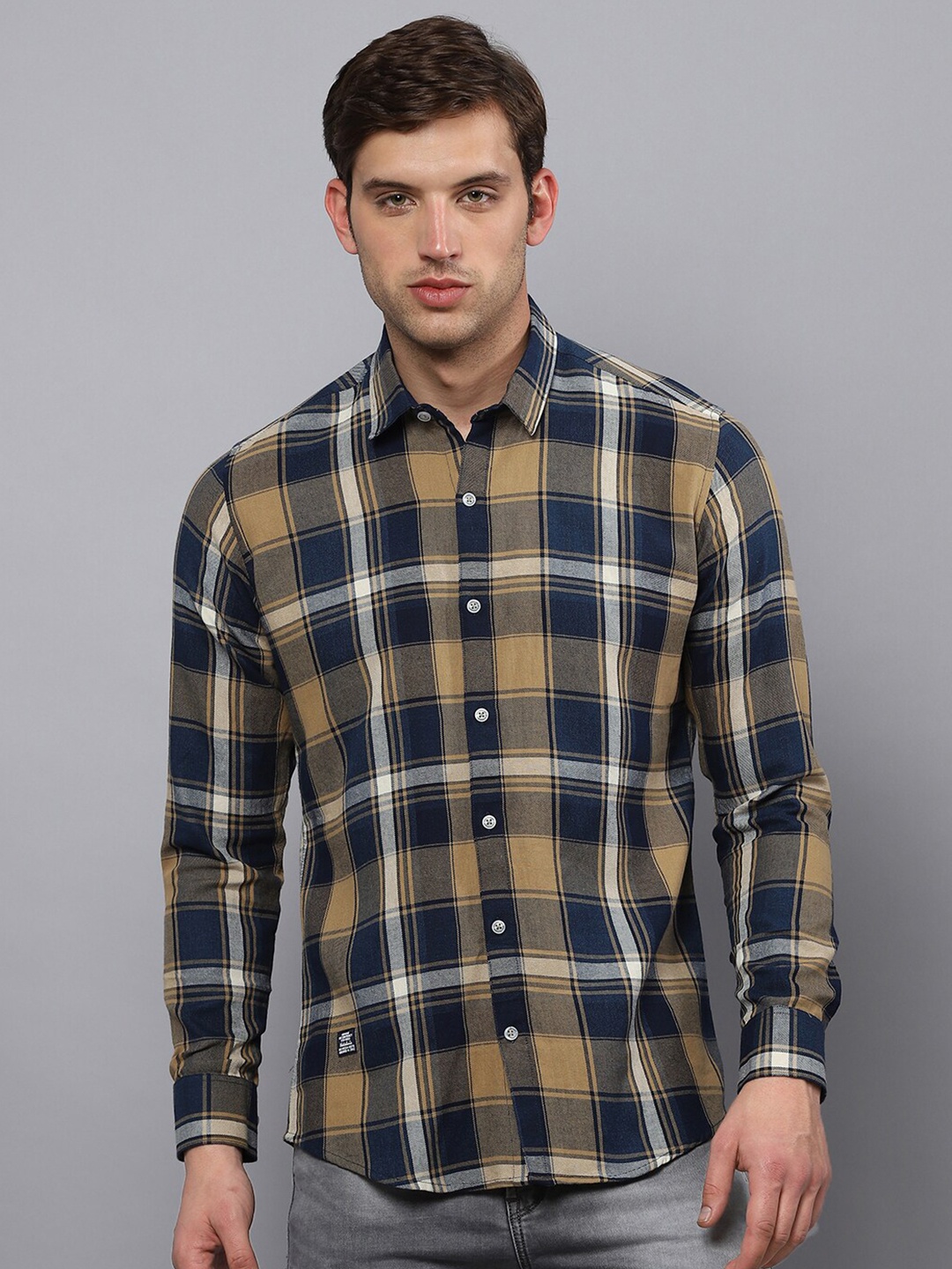 

Hatcher's Slim Fit Tartan Checked Casual Organic Cotton Shirt, Yellow