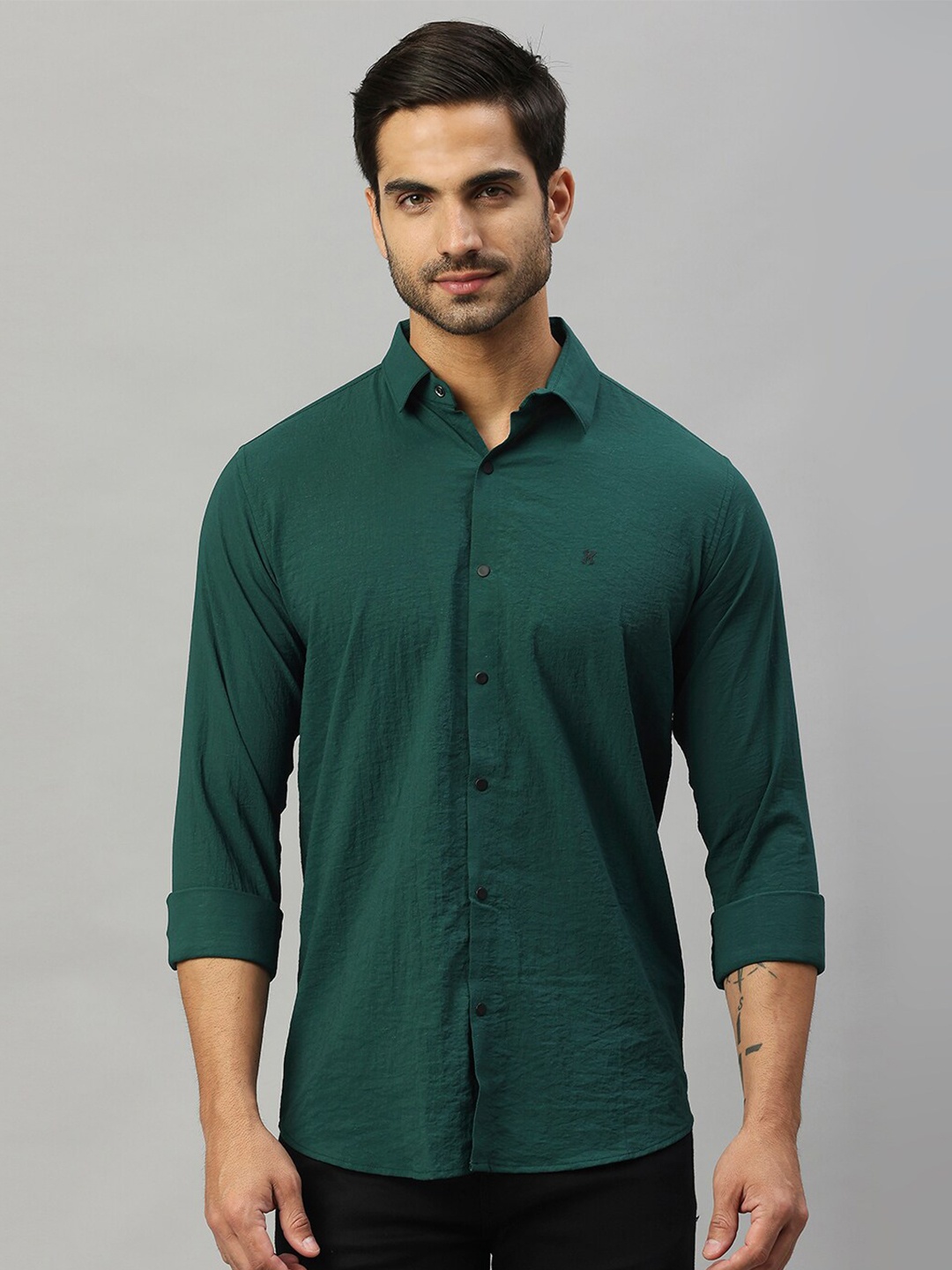 

Hatcher's Spread Collar Slim Fit Casual Shirt, Green