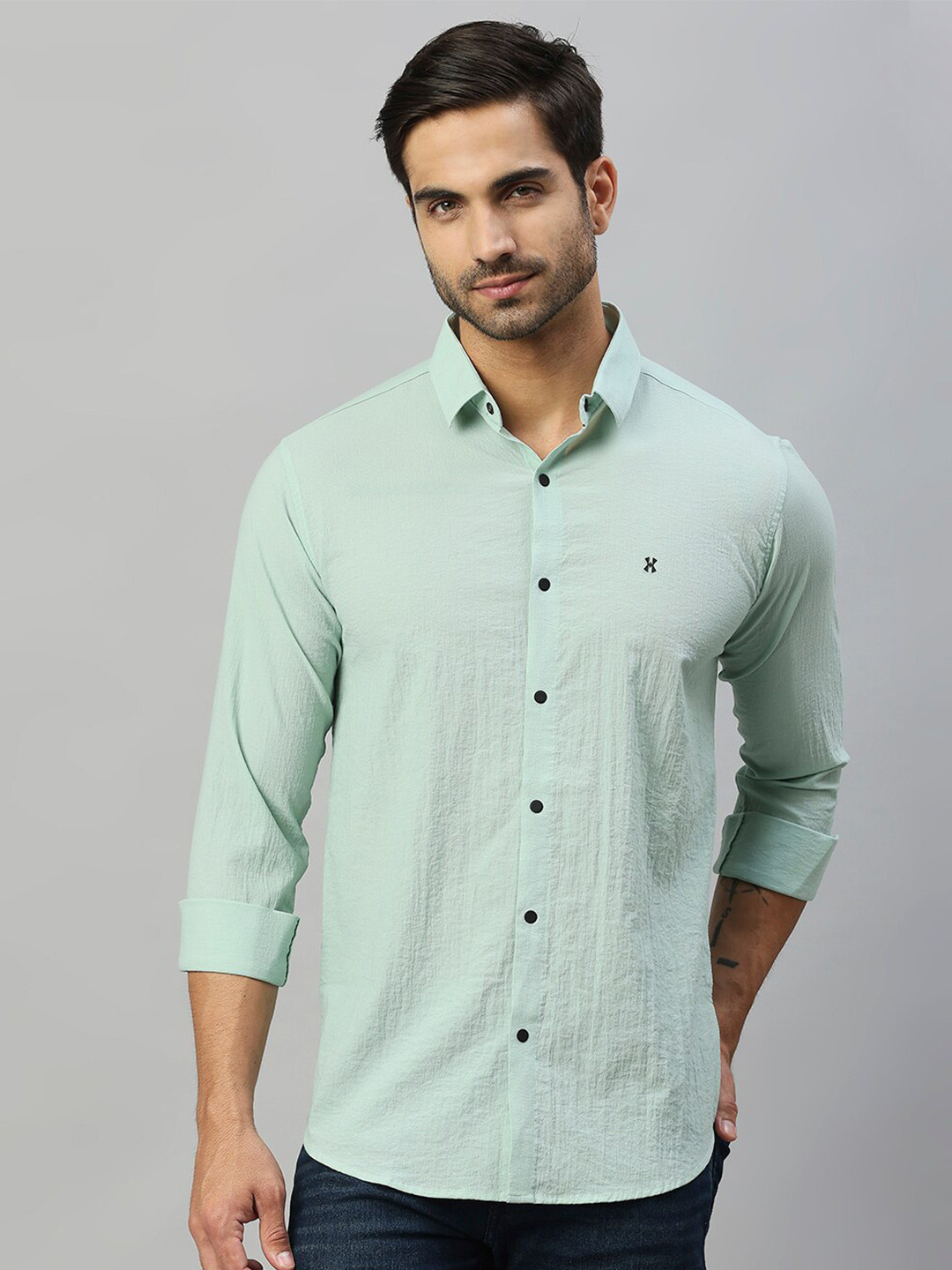 

Hatcher's Spread Collar Slim Fit Casual Shirt, Green