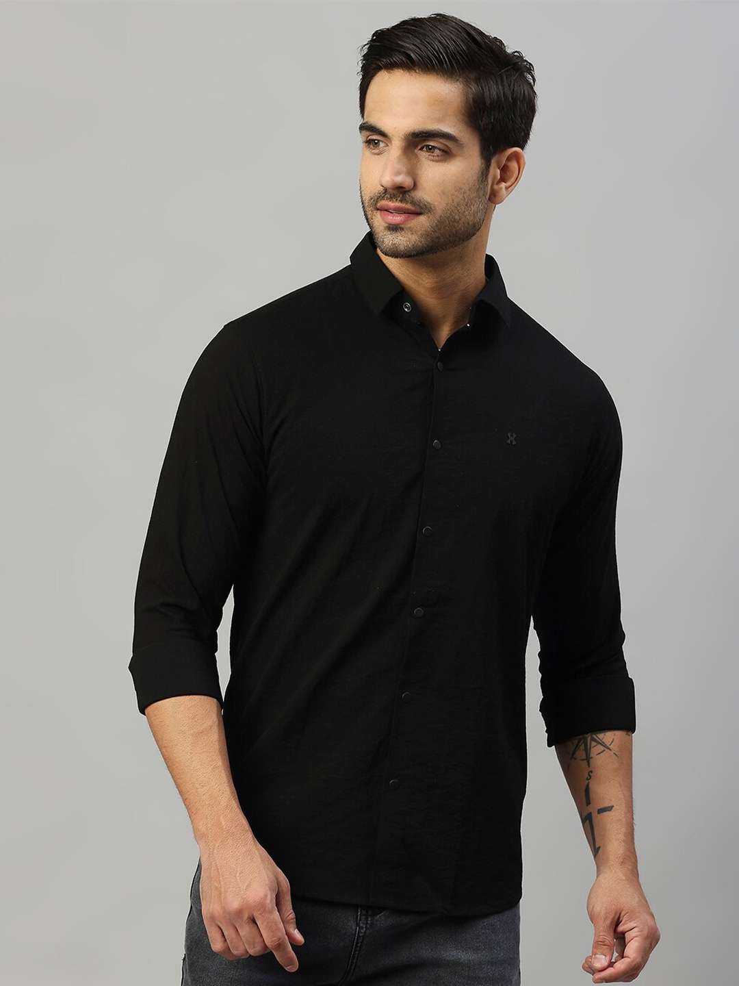 

Hatcher's Spread Collar Slim Fit Casual Shirt, Black