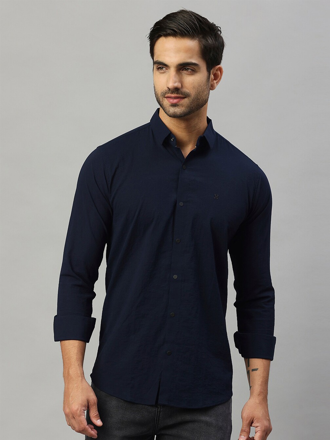 

Hatcher's Spread Collar Slim Fit Casual Shirt, Navy blue
