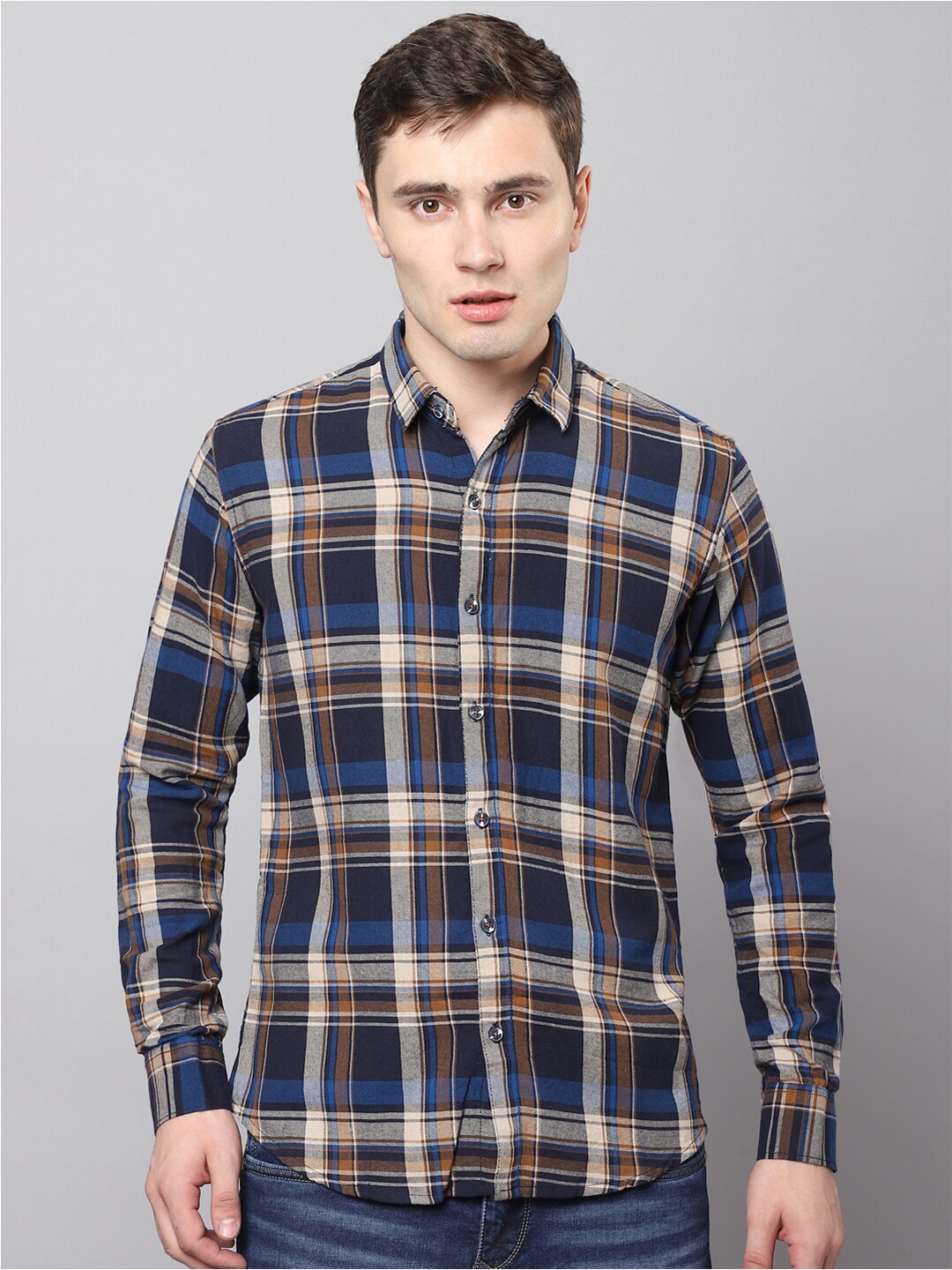 

Hatcher's Slim Fit Tartan Checked Casual Cotton Shirt, Blue
