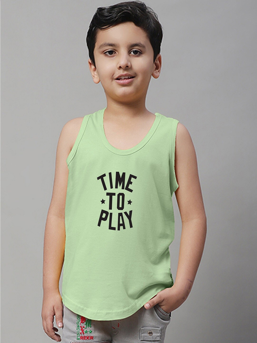 

Friskers Boys Typography Printed Pure Cotton Gym Vest, Sea green