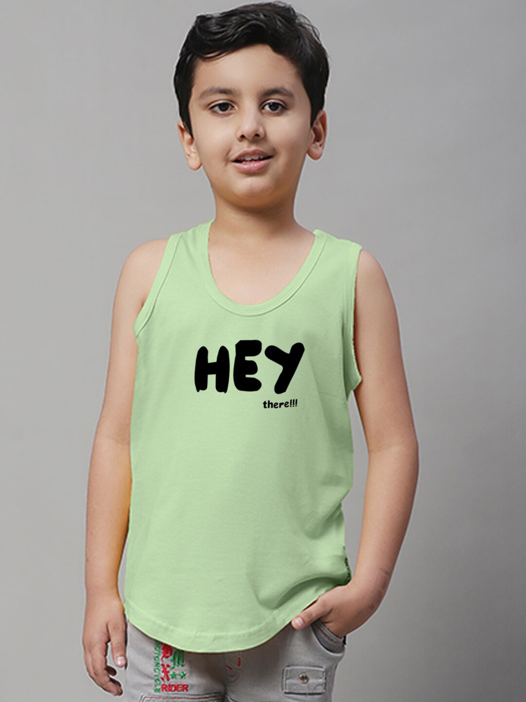 

Friskers Boys Typography Printed Pure Cotton Gym Vest, Sea green
