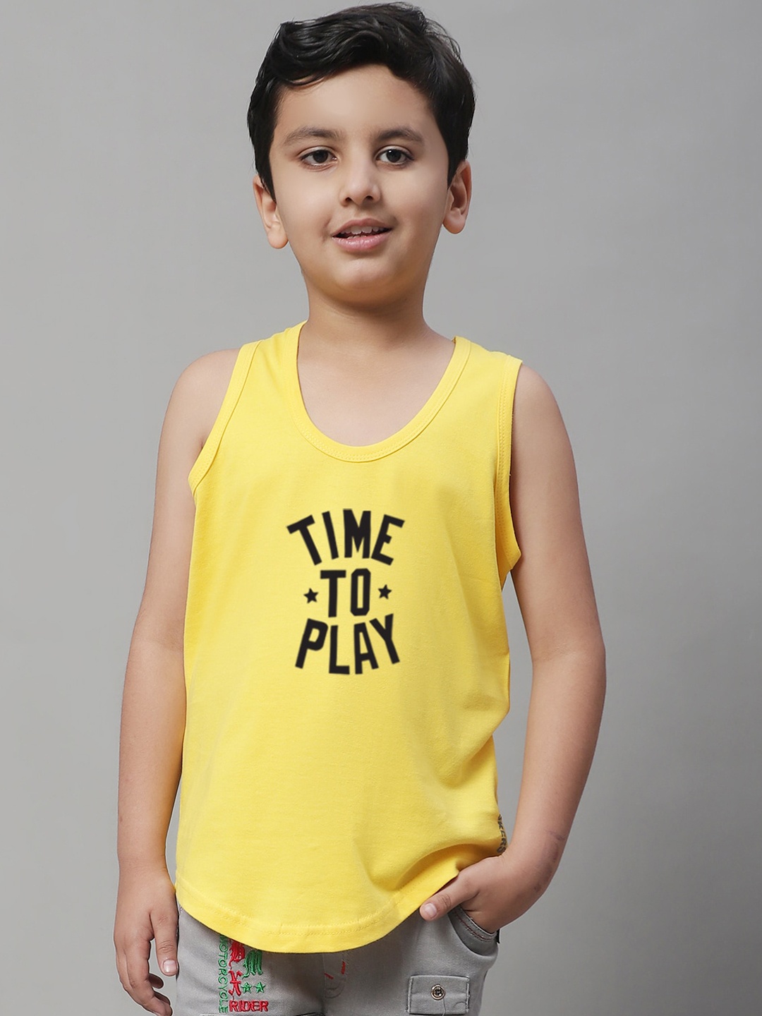 

Friskers Boys Bio Wash Time To Play Printed Pure Cotton Innerwear Vest, Yellow