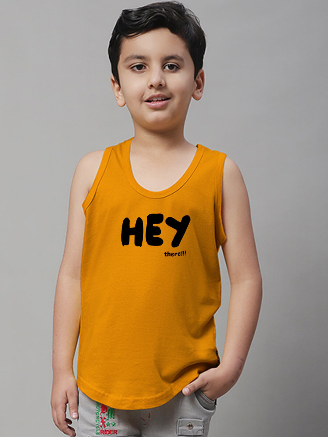 

Friskers Boys Bio Wash Hey There Printed Pure Cotton Innerwear Vest, Gold