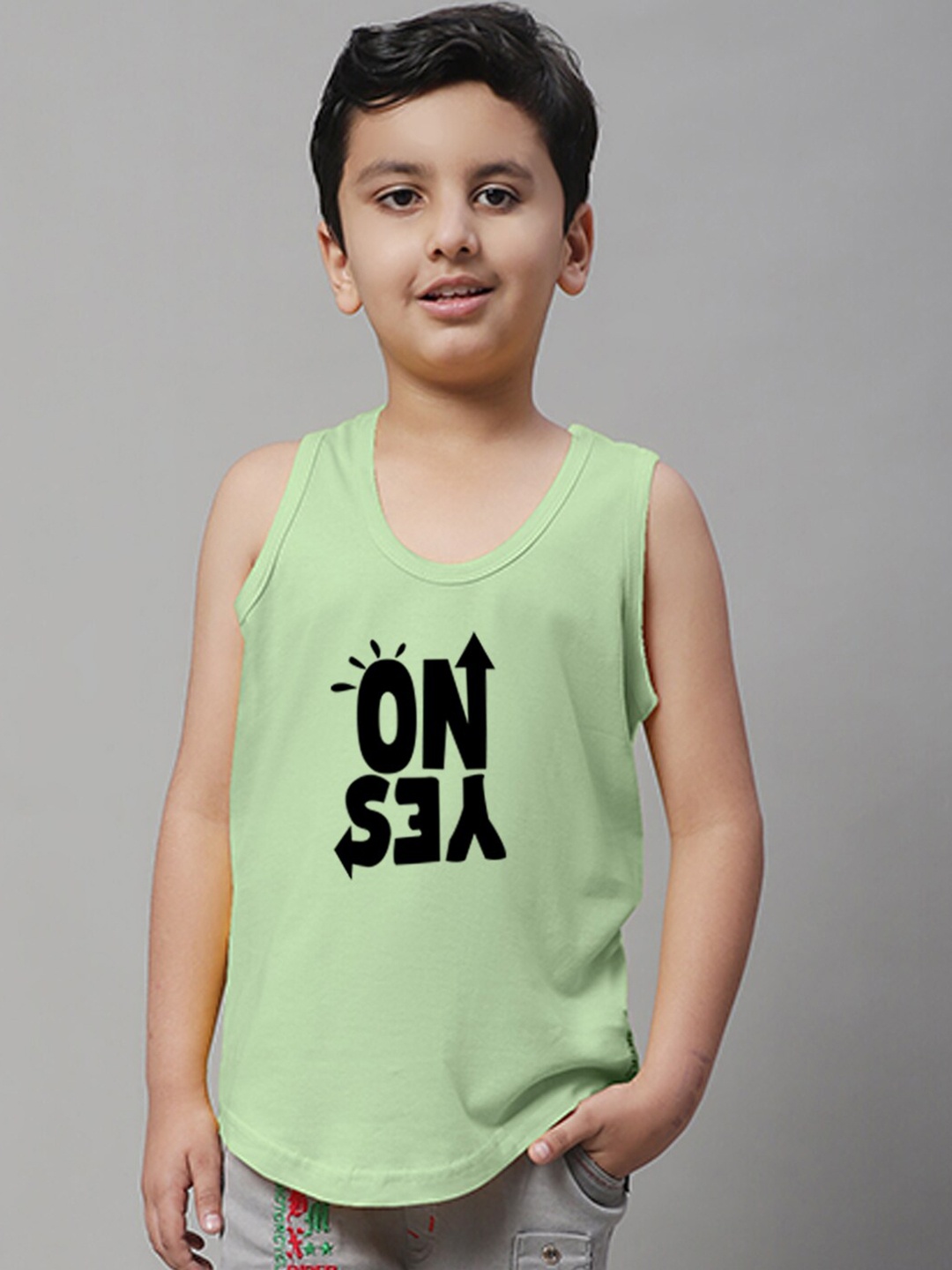

Friskers Boys Bio Wash Yes No Printed Pure Cotton Innerwear Vest, Sea green