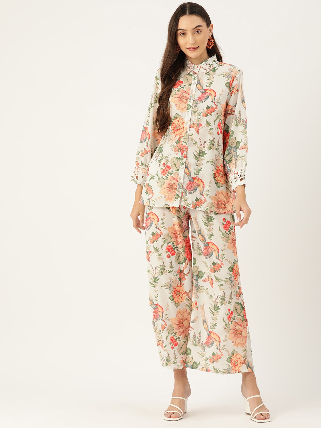 

Runway Dreams Printed Shirt with Trousers, White