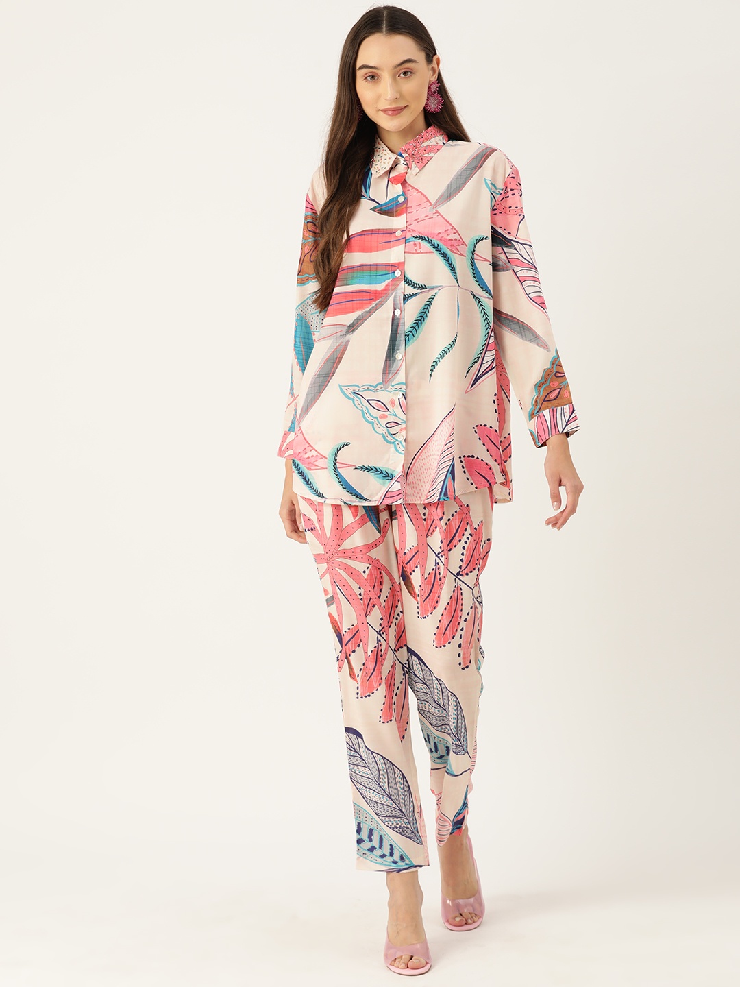 

Runway Dreams Printed Shirt with Trousers, Cream
