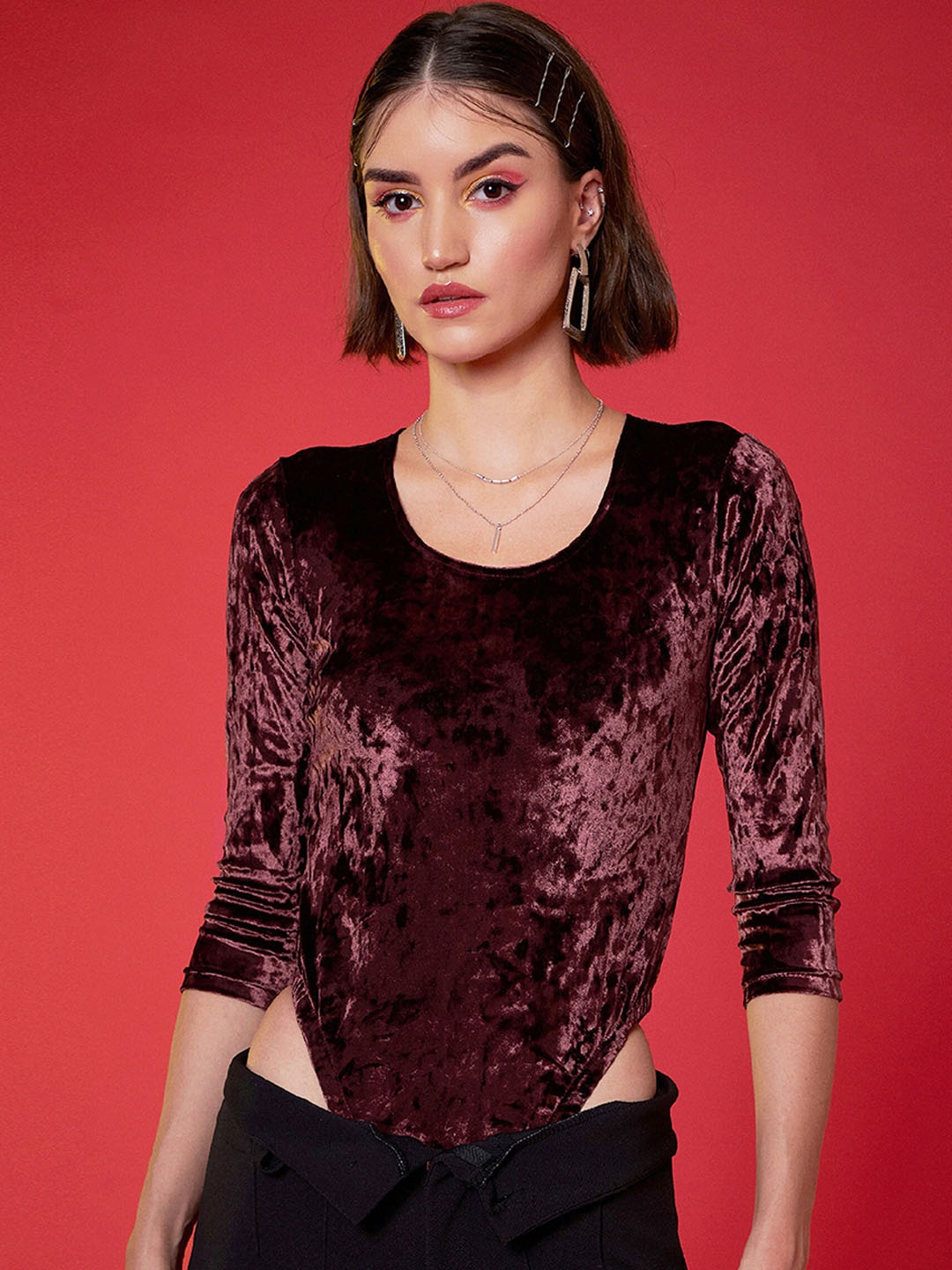 

SASSAFRAS Brown Long Sleeves Bodysuit